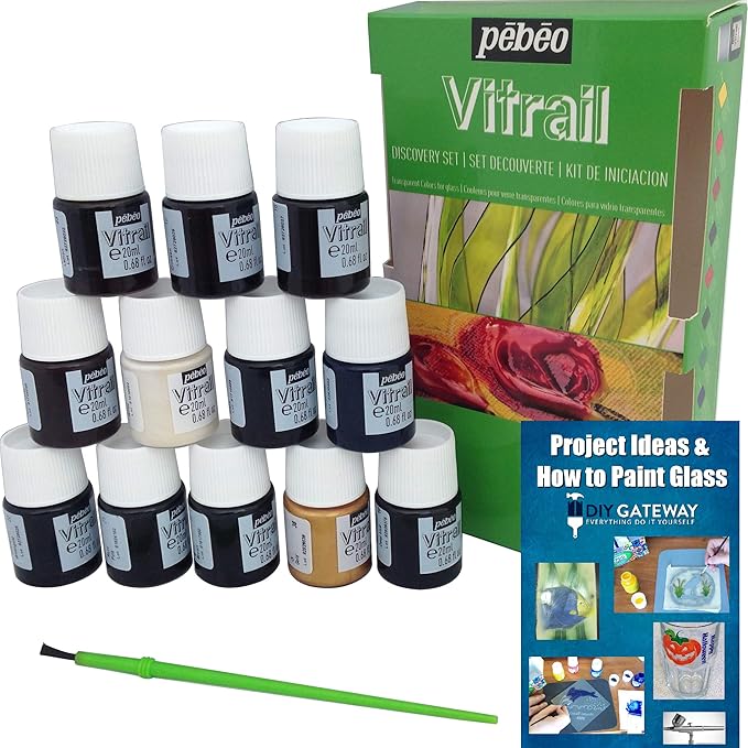Amazon.com: Permanent Glass Paint Stain Kit, Solvent Based 12 Pack ...