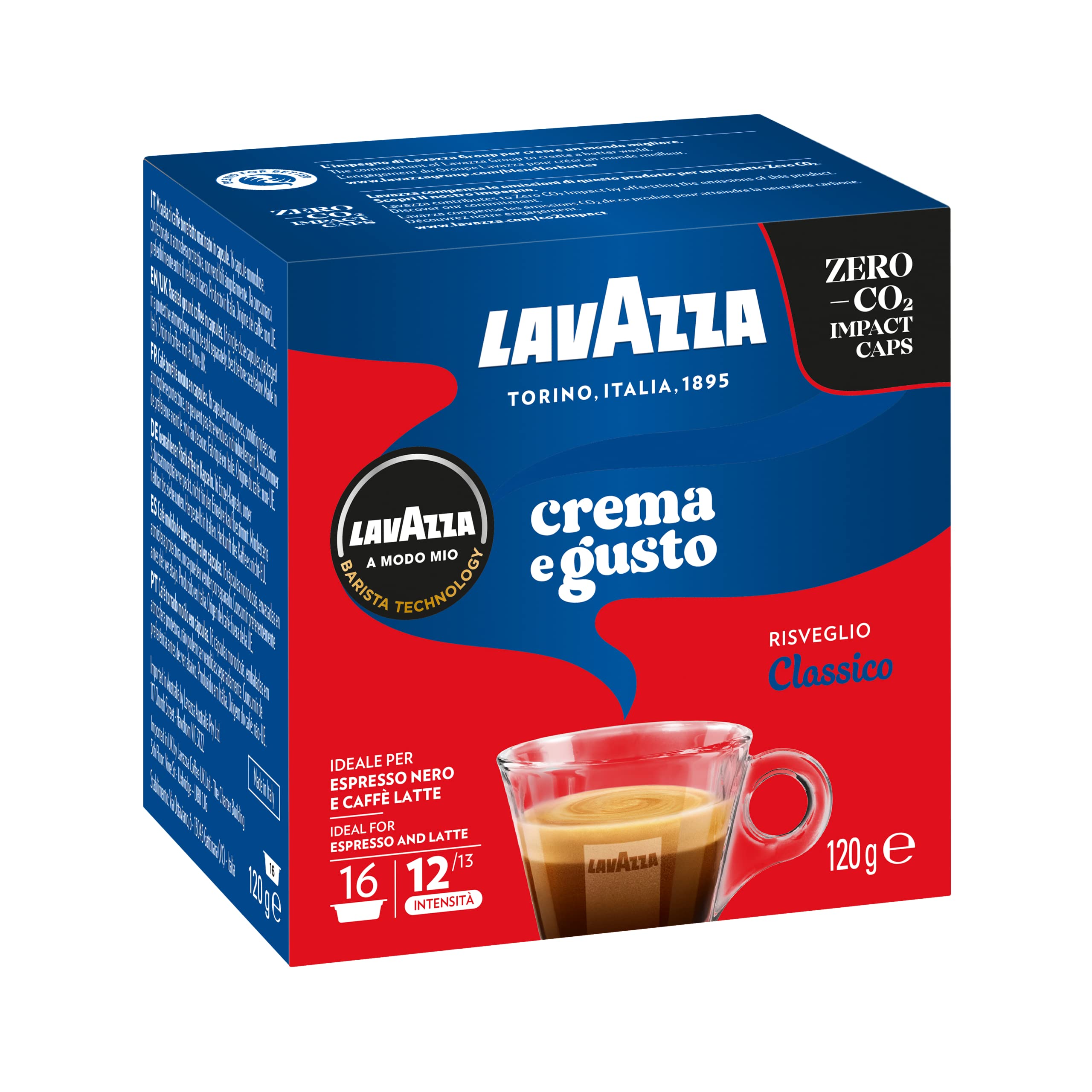 Lavazza, A Modo Mio, 128 Cápsulas de Café Sabores Surtidos, 8 Paquetes de 16 Cápsulas, 2 x Crema y Sabor, 2 x Calidad Roja, 2 x Passionale, 1 x Intenso, 1 x Dek Cremoso, (Cápsulas Lavazza Originales)