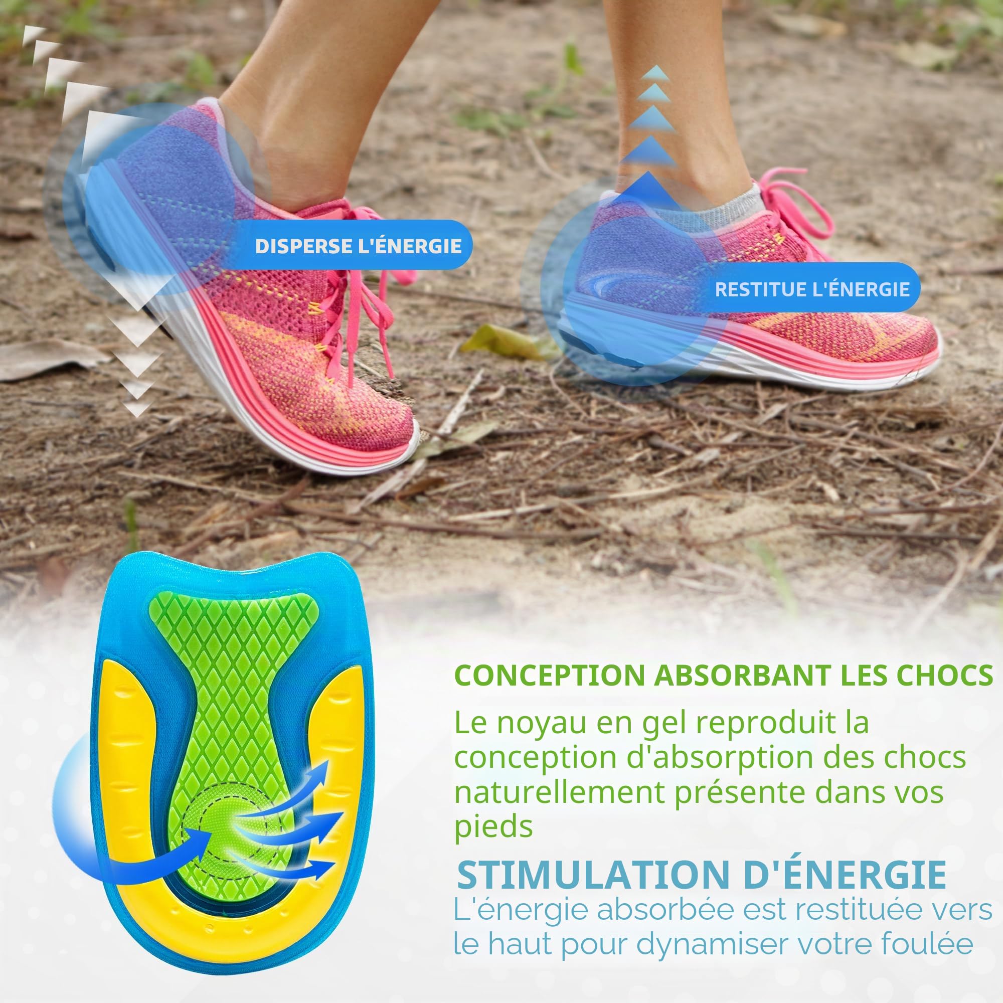 Spornfix Semelles de talon en gel pour soulager la fasciite plantaire, l'épine