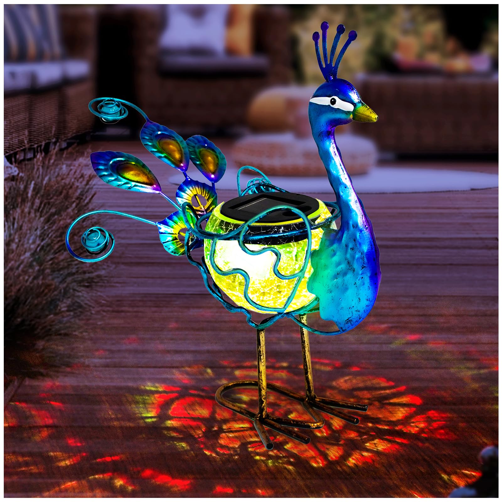 MISSING PART******HONGLAND Solar Peacock Statue Light, Solar Animal LED