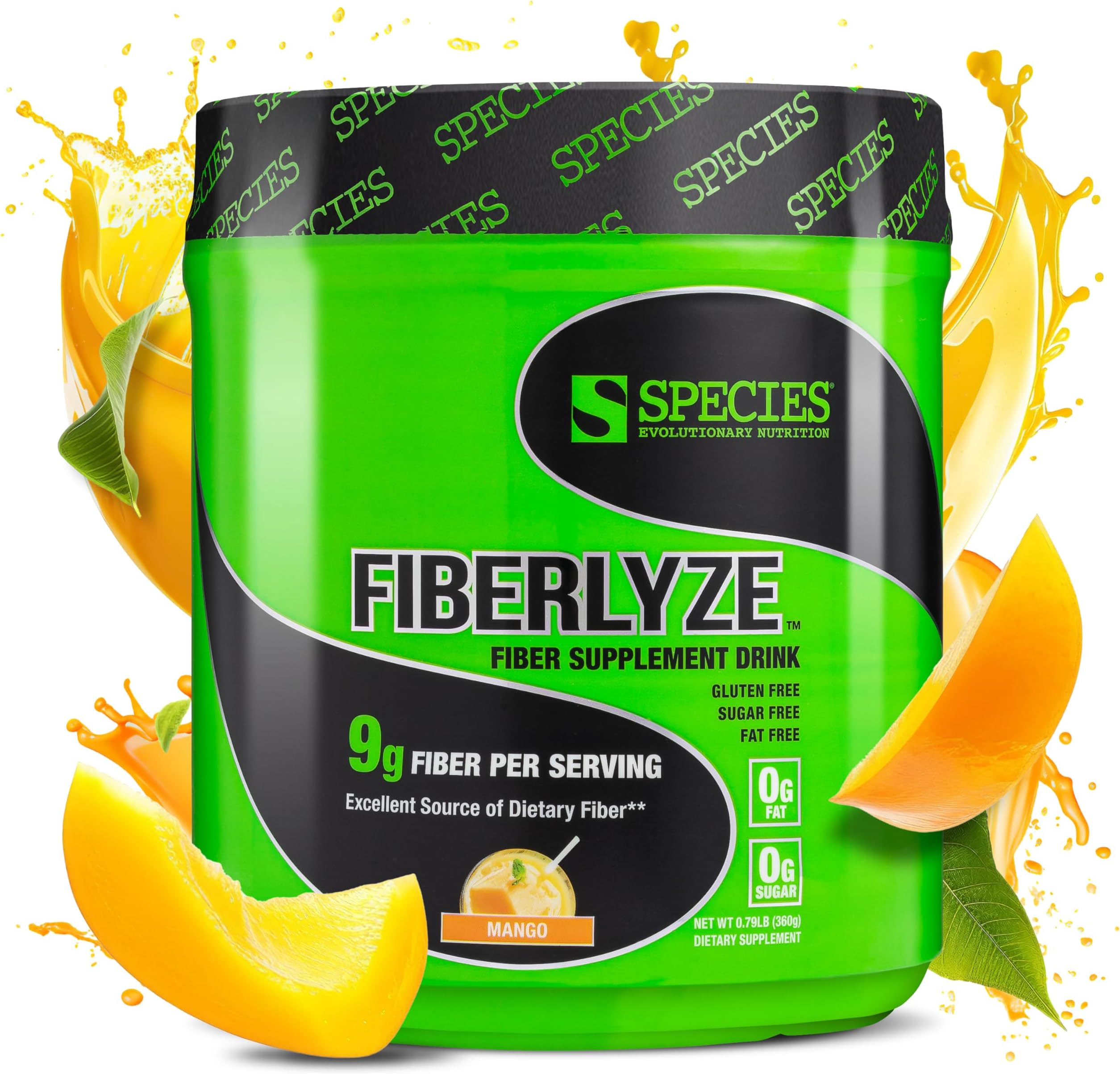 - Species Nutrition Fiberlyze Fiber Supplement, Psyllium Based Soluble & Insoluble Fiber Powder for Healthy Colon, Digestive Functions (Mango, 30 Servings)