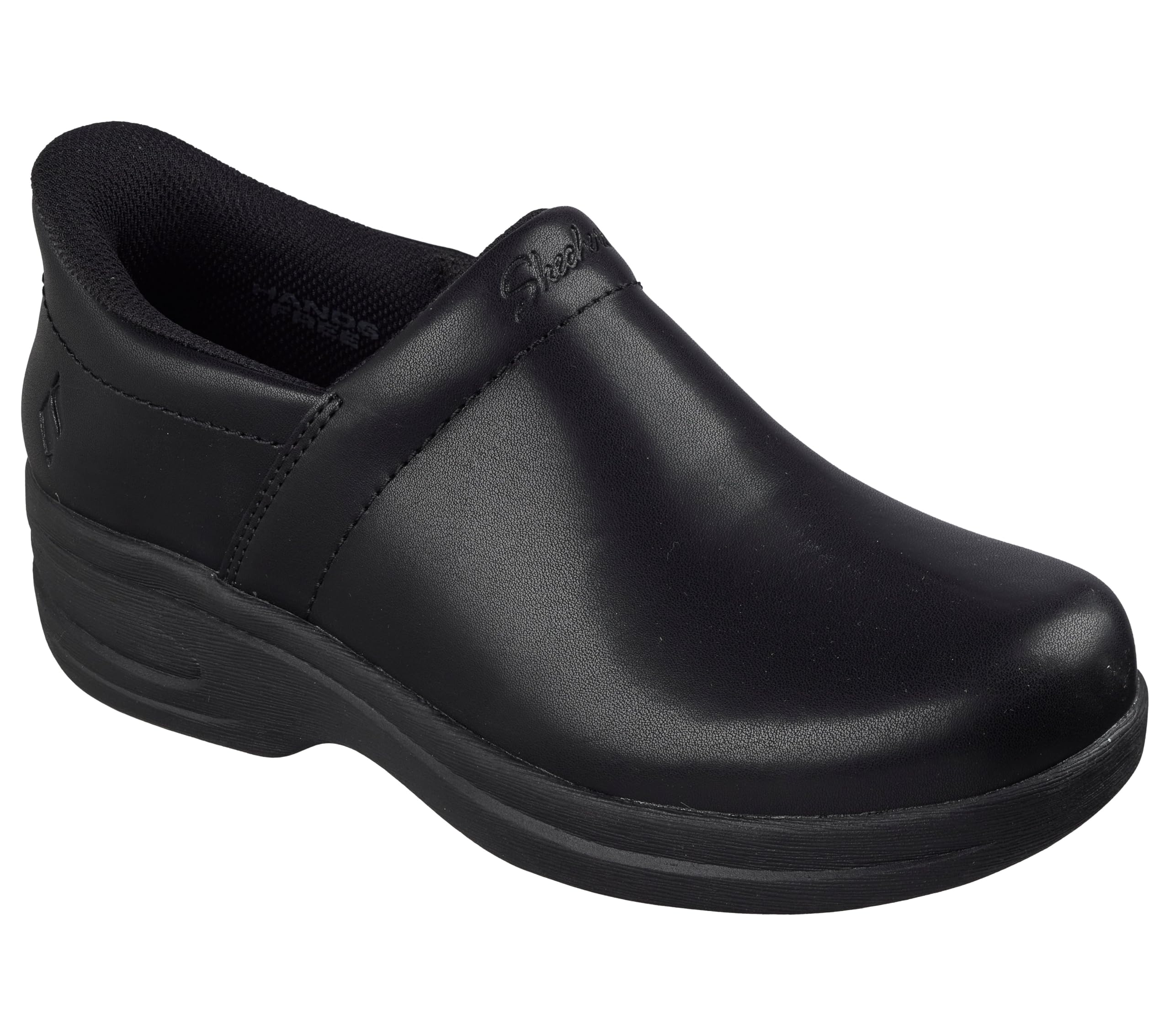 Skechers Womens Ardaya Sr Leather Work Clog with Hands Free Slip-ins Technology -