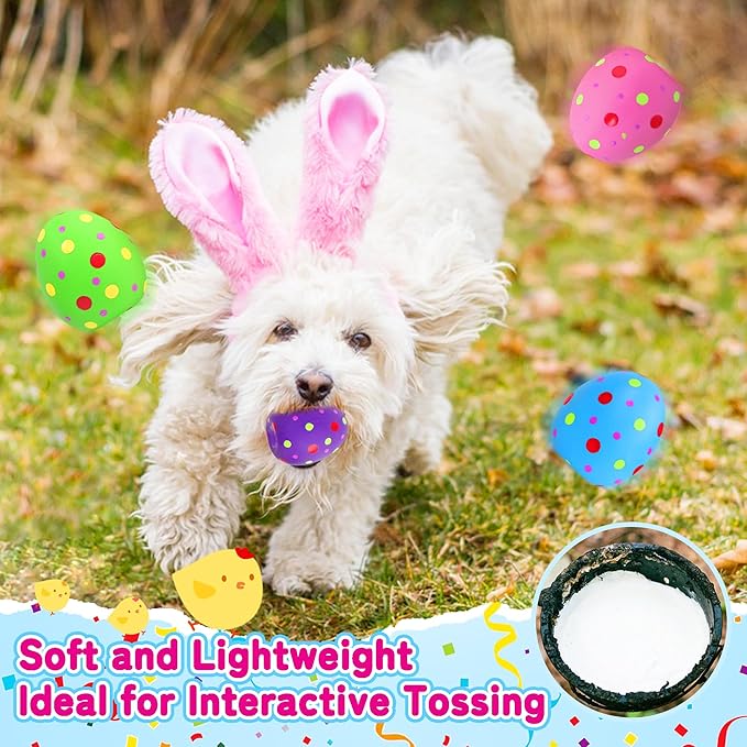 Juguetes para Perros Squeaky 8 Piezas, Huevos de Goma con Squeaker para Razas Pequeñas y Medianas miniatura 3