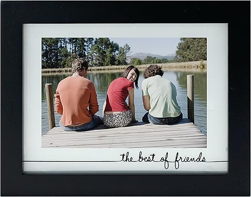 Malden International Designs Rustic Woods - Marco flotante de vidrio serigrafiado "The Best of Friends" con paspartú, 4 x 6 / 6 x 8 pulgadas, color