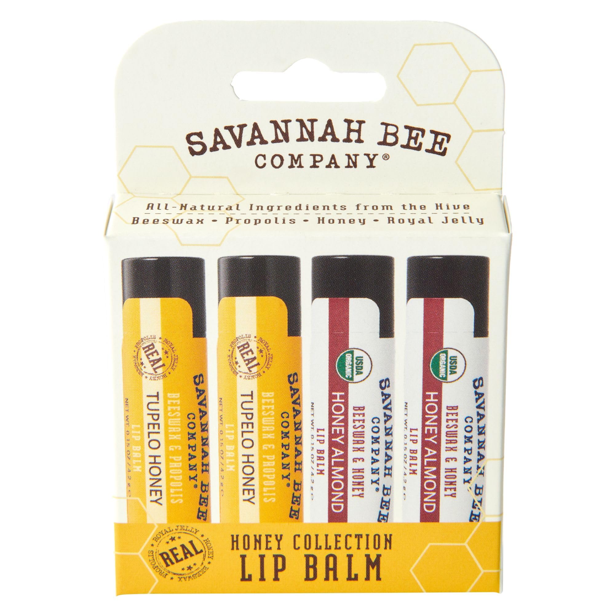 Savannah Bee Collection Lip Balm - Nourishes Dry Lips for All Day ComfortUSDA Organic