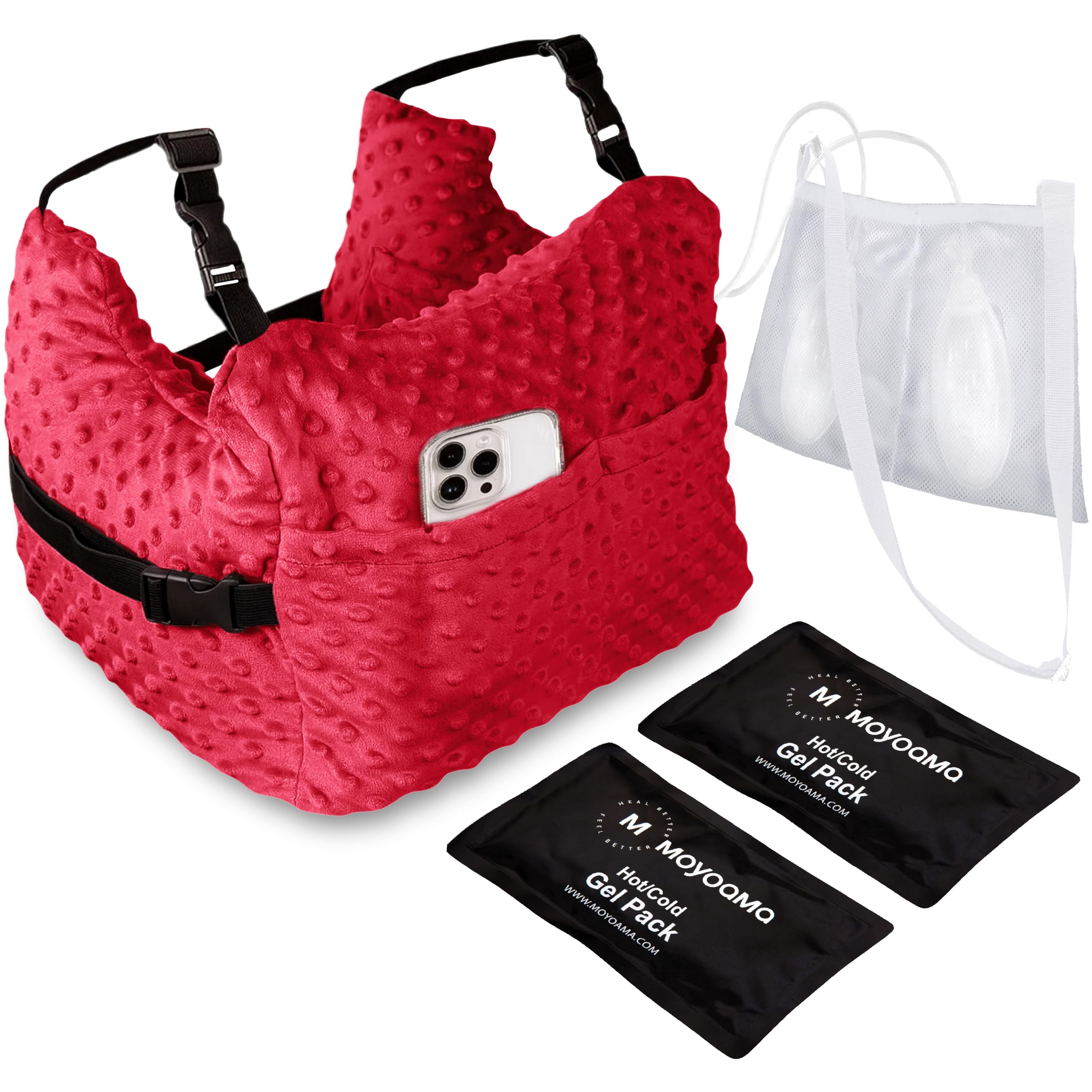 MOYOAMA Post Mastectomy Pillow with Cold Packs - Recovery After Breast Cancer Surgery, Breast Augmentation - Lightweight Post Surgery Pillow with 4 Built-in Pockets to Support Healing