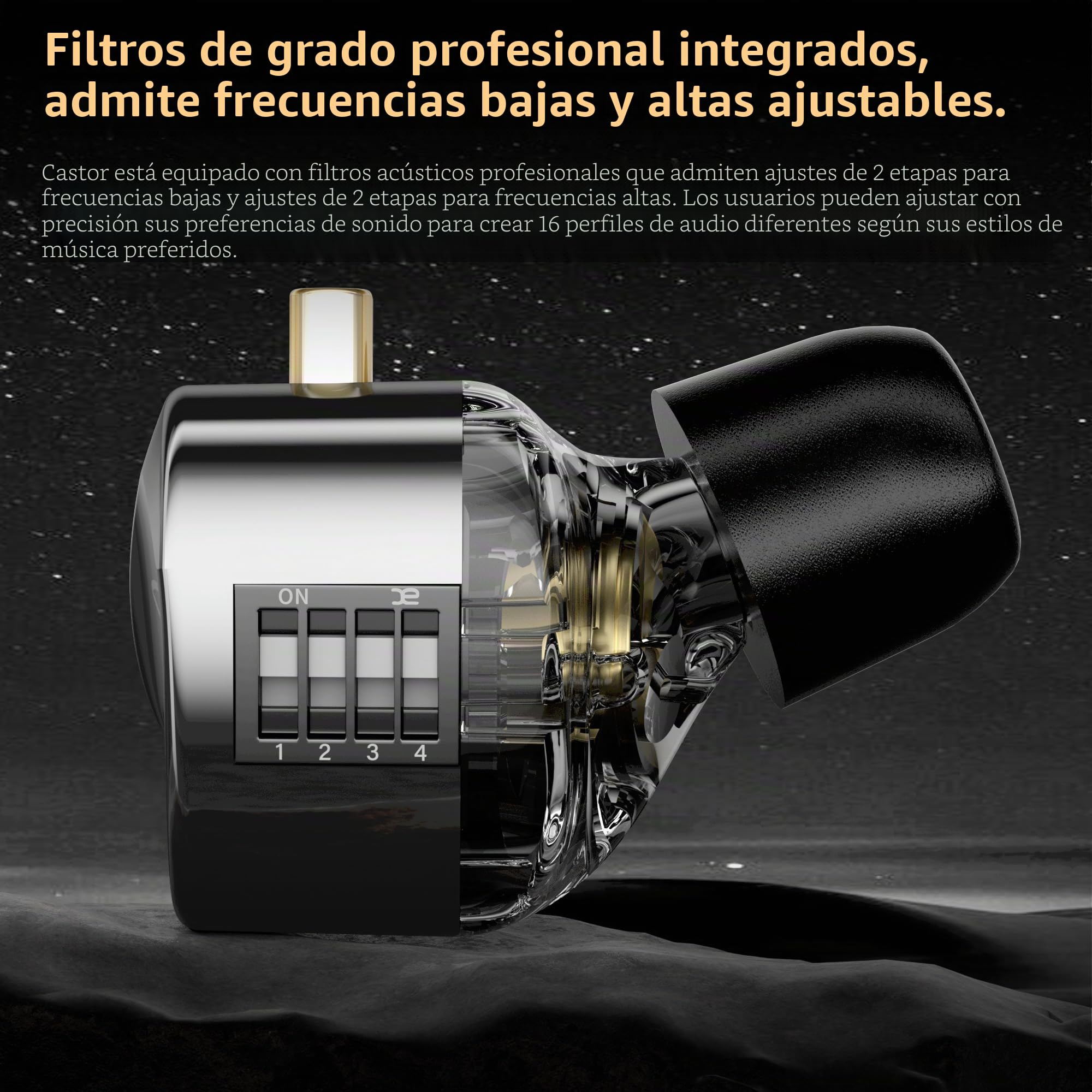 KZ Castor - Auriculares in-Ear con Monitor Dual dinámico con 4 interruptores de sintonización, Auriculares HiFi con cancelación de Ruido, claridad en Todas Las Frecuencias, Sonido estéreo para