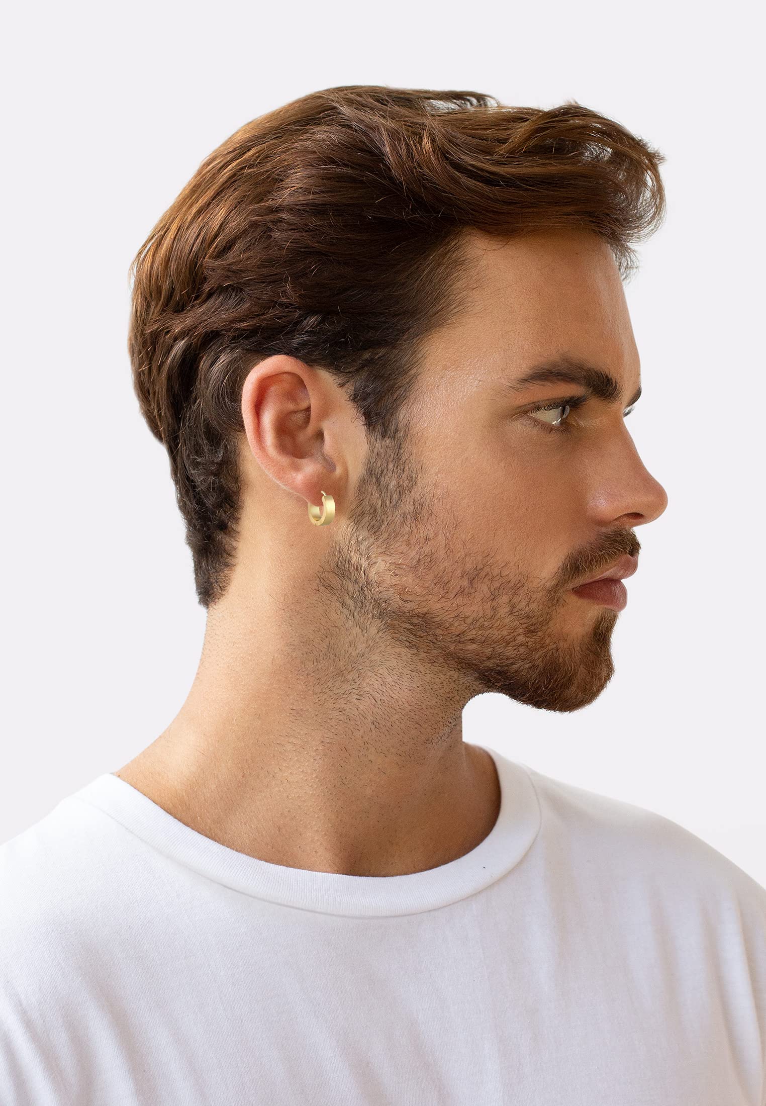 Kuzzoi Herren Ohrringe Creolen matt Klappcreolen (13mm) rund für Männer 1 Paar goldene Ohrhänger 925 Sterling Silber vergoldet