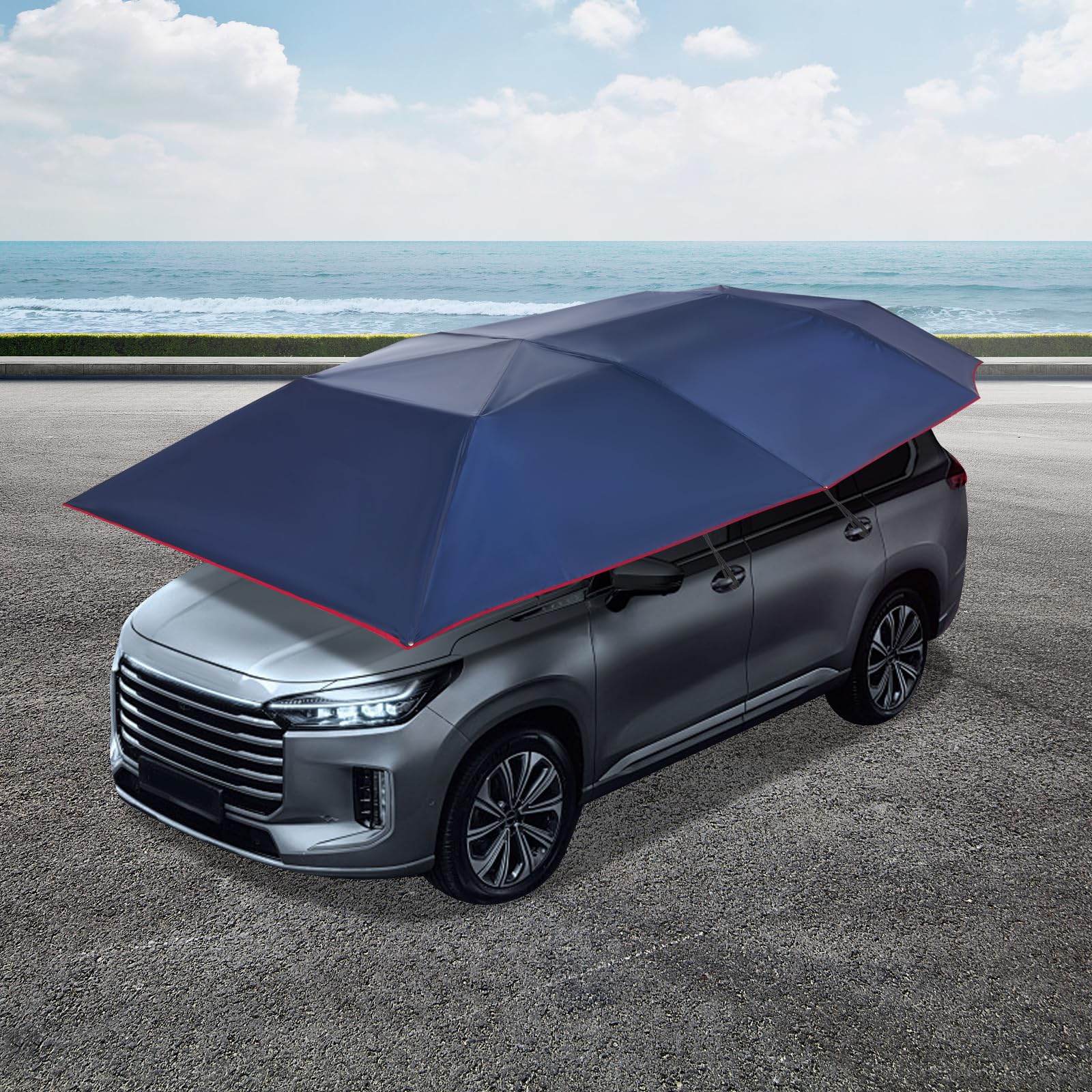 Tente de voiture semi-automatique, 4,2 * 2,2 m, housse de protection pour voiture, tente de voiture semi-automatique, bâche de protection solaire pour voiture, auvent détachable, carport pliable et