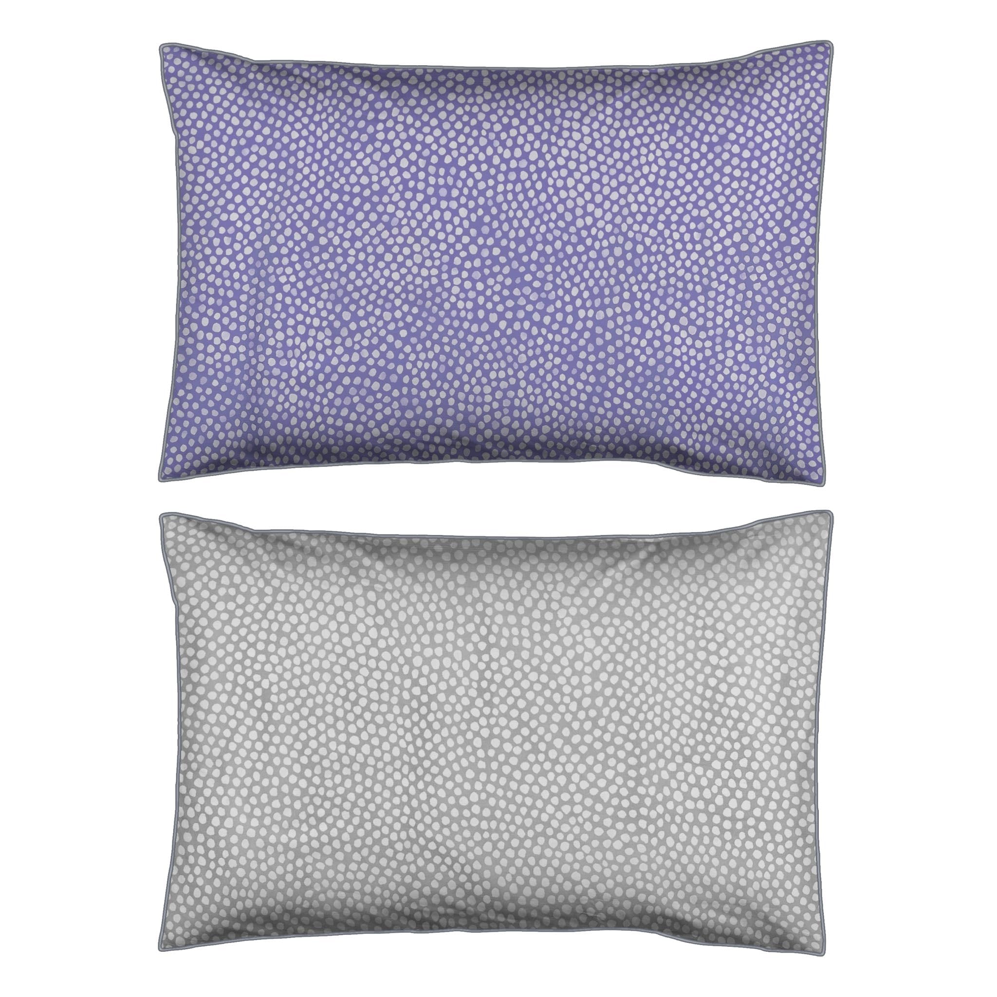 Griemay Cotton Percale Premium Reversible Purple and Gray Piped Pillowcases 2 Pack Dot Patterned Pillow Cover 2(50x75 Dots Very Peri)