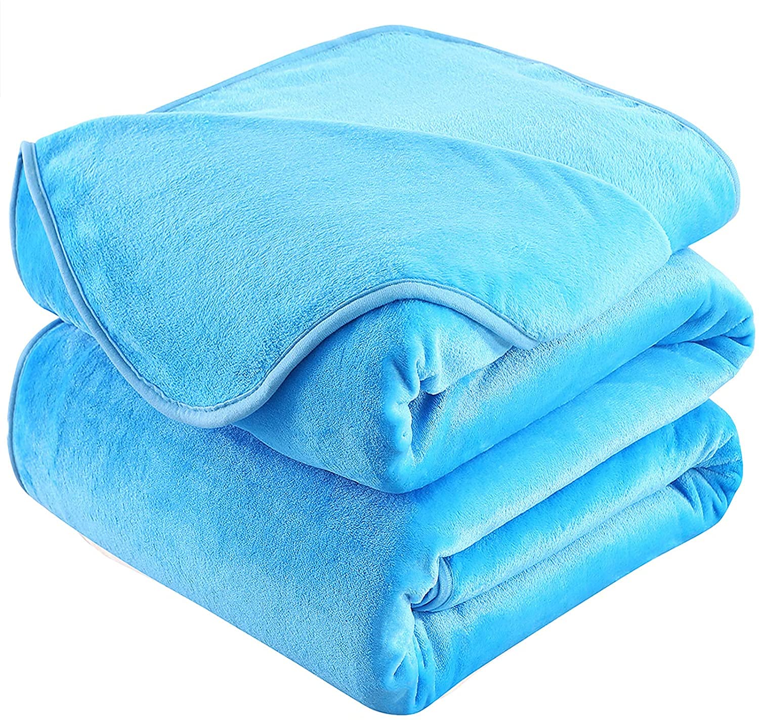 HOZY Fleece Blanket 350GSM Super Soft Fluffy Solid - No Static Throws for Large Bedspread/Sofa - Sky Blue Queen 220 x 240cm