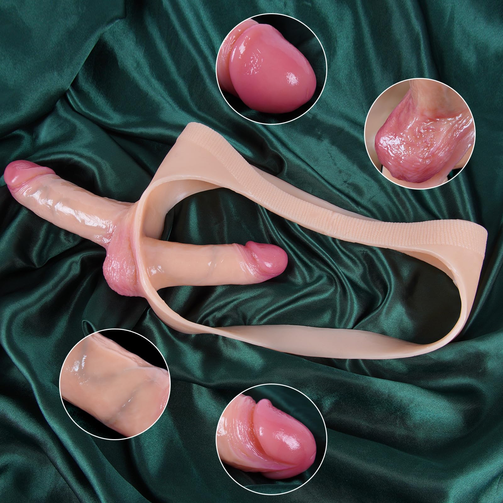 Slip con doppio realistico dotato di tappi anali in silicone da 14,5 cm e 12,5 cm - sex toy con cinghie, adatto per la penetrazione vaginale e anale - ideale per lesbiche principianti