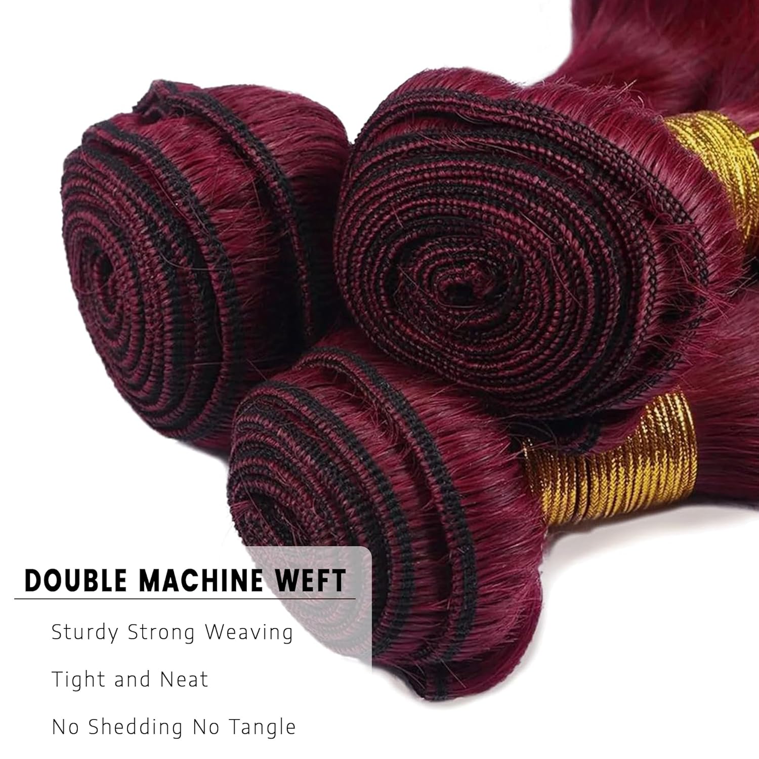 Burgundy Bundles Human Hair Straight Human Hair Bundles 14 16 18 Inch Wine Red 3 Bundles Unprocessed Brazilian Virgin Color #99J Hair Extensions Double Weft 300g Total for Black Women