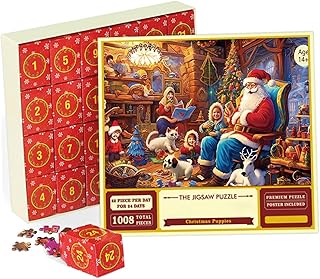 Advent Calendar 2023 Christmas Jigsaw Advent Calendar 2023 Jigsaw Christmas Jigsaw 24 Days Countdown Calendar 1008 Pieces Santa Claus Scene for Family Christmas Game Gift 27.6 x 19.7 Inch Style2