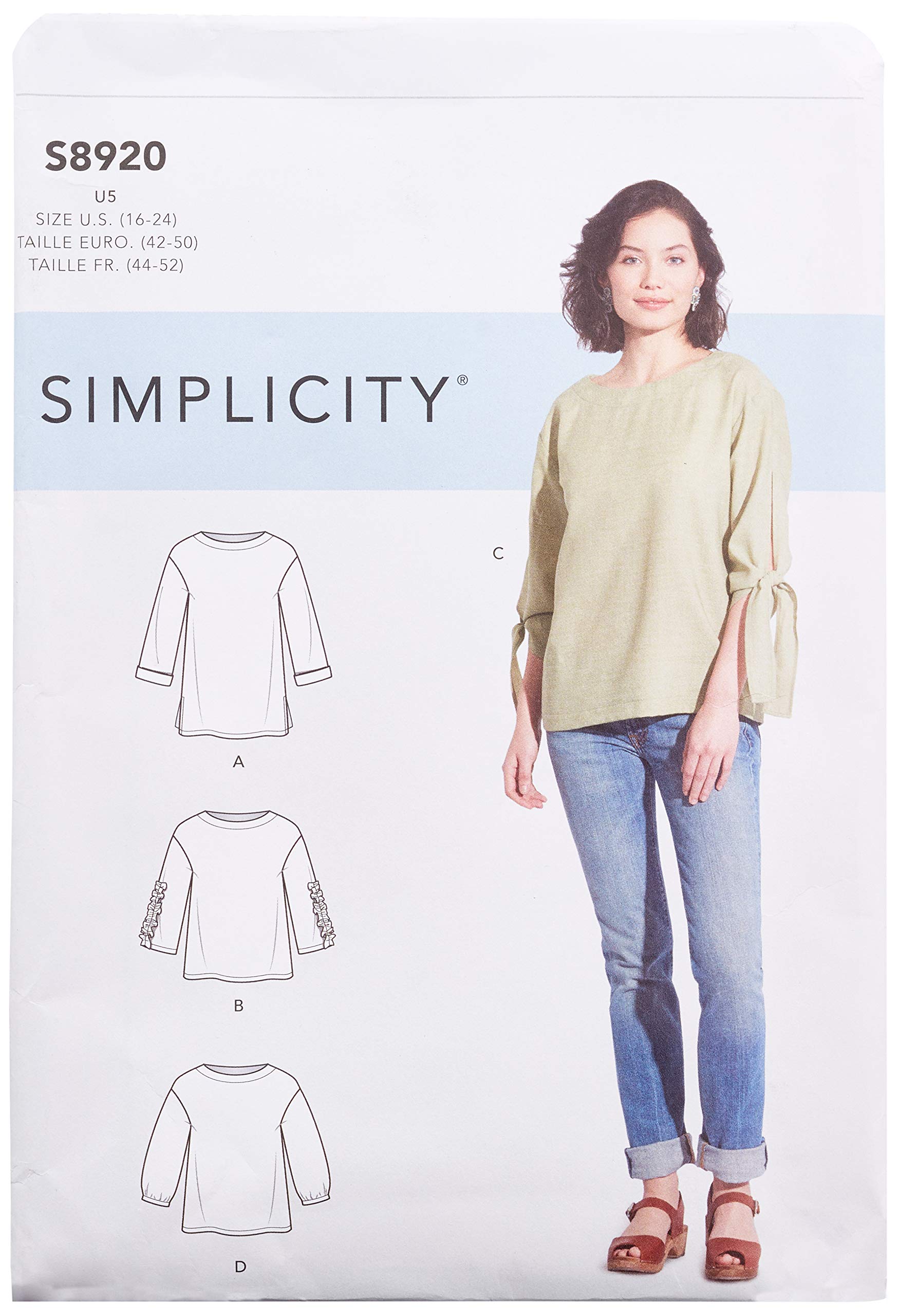 Simplicity U5 (16-18-20-22-24) Sewing Pattern S8920 Misses' Tops