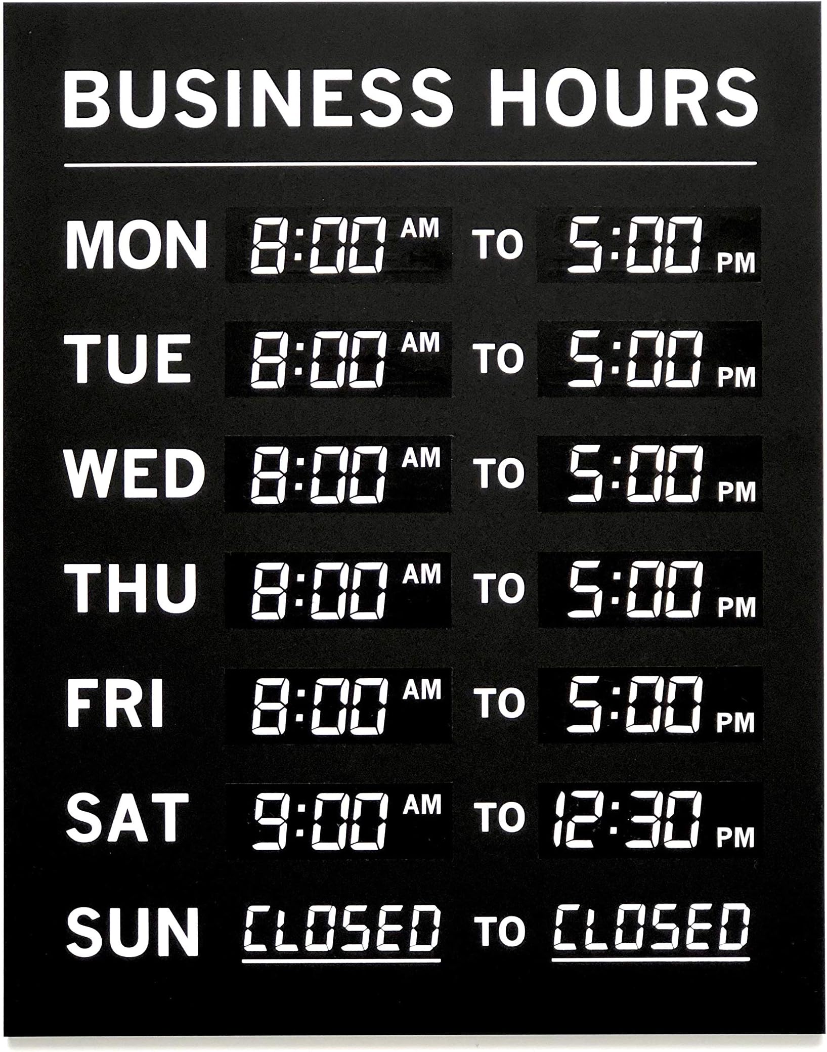 Kubik Letters Business Hours Sign With Vinyl for Numbers - Open Closed Sign for Stores and Restaurants - Glass Door Operation Hours