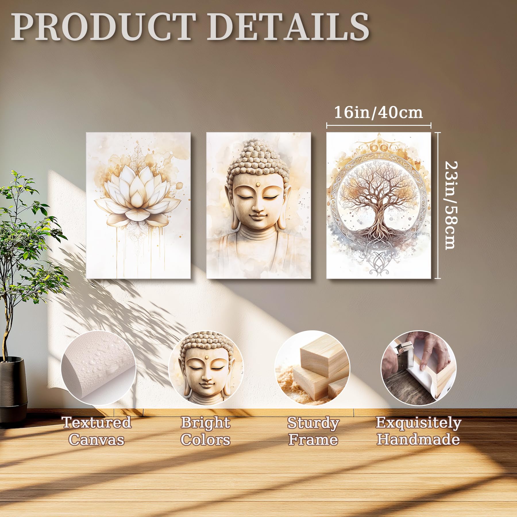 hyidecorart Baum des Lebens Lotus Mandala Wandbilder Wohnzimmer 40x58 cm | Wunderschönes Bild, HD-Druck, Einfach Aufzuhängen, Große Formate, Vielseitige Raumdeko, Ruhige Wandkunst, Geschenk
