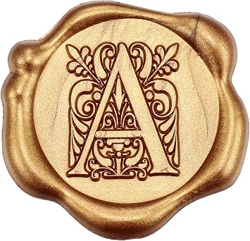 Yoption 50 Pcs Regal Letter A Wax Seal Stickers, Antique Gold | Self-Adhesive Initial Alphabet Envelope Seal Stickers for Wedding Invitation, Christmas, Gift Wrapping