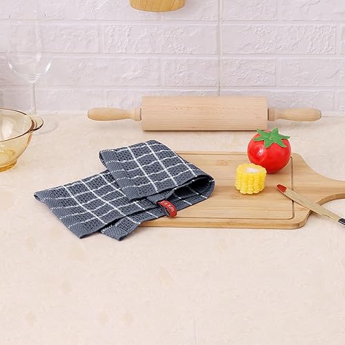 Miniatura 7 de Fintale Paquete de 6 paños de cocina de 12 x 12 pulgadas, 100% algodón, tejido de gofre, suaves y superabsorbentes, trapos de secado rápido para