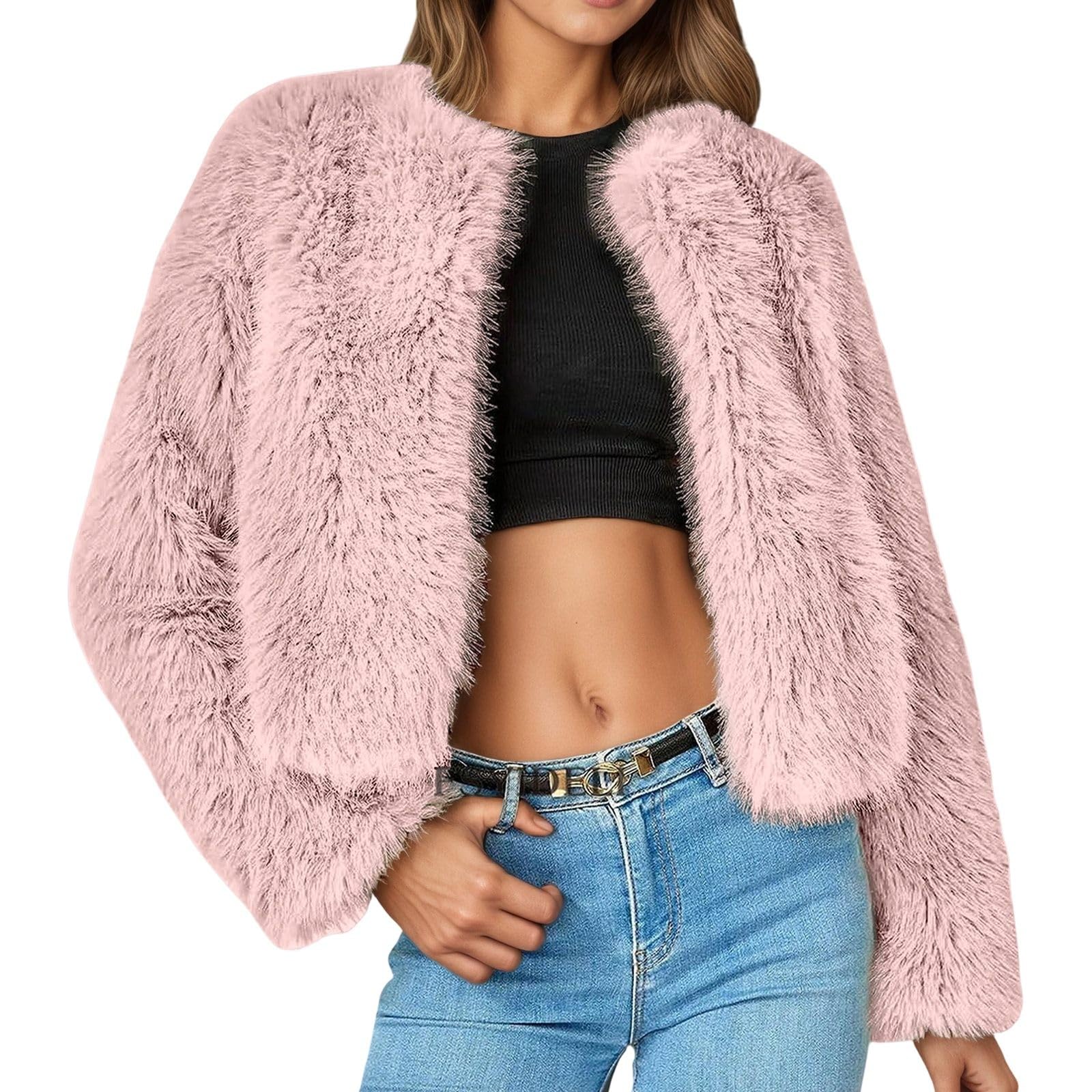 Cappotto Donna Invernale Lungo Cappotto Invernale in Similpelle, Elegante, a Maniche Lunghe, con Scollo Rotondo, Caldo e Spesso, Casual. Scuola