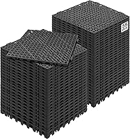 VEVOR 55PCS Black Interlocking Drainage Floor Tiles 12x12" - Non-Slip Soft PVC Mats for Bathroom, Kitchen, Pool, Wet Areas
