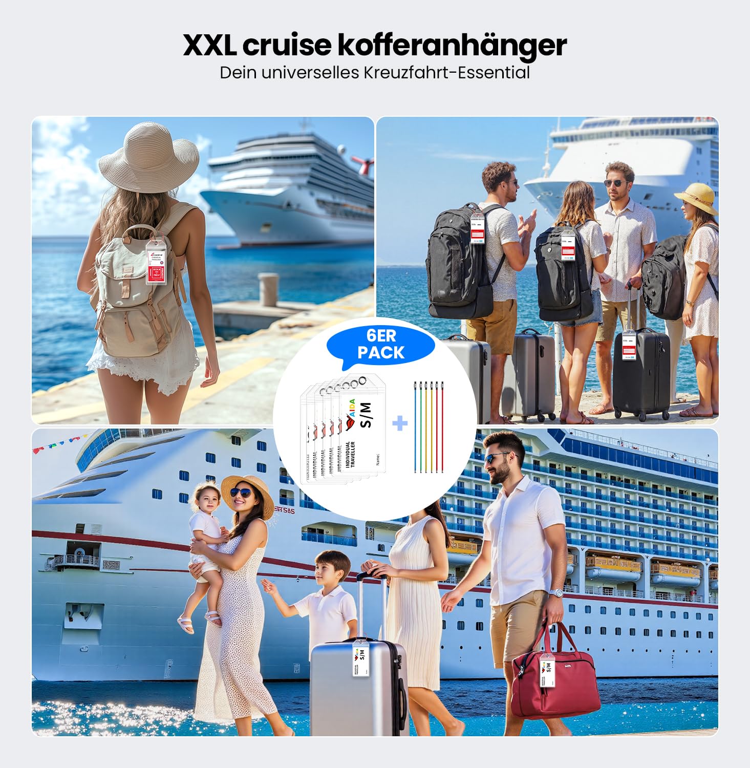 Bagagelabels voor cruise, 12 stuks, voor de meeste cruise Bagagelabels voor cruise, 12 stuks, voor de meeste cruise