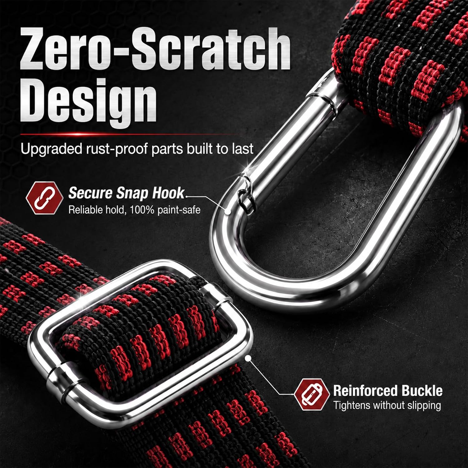Car Cover Straps Wind Protector - 3Pcs Heavy Duty Elastic Tie Downs with Galvanized Safety Carabiners, Universal Windproof Rope for Sedan SUV Hatchback Pickup Truck