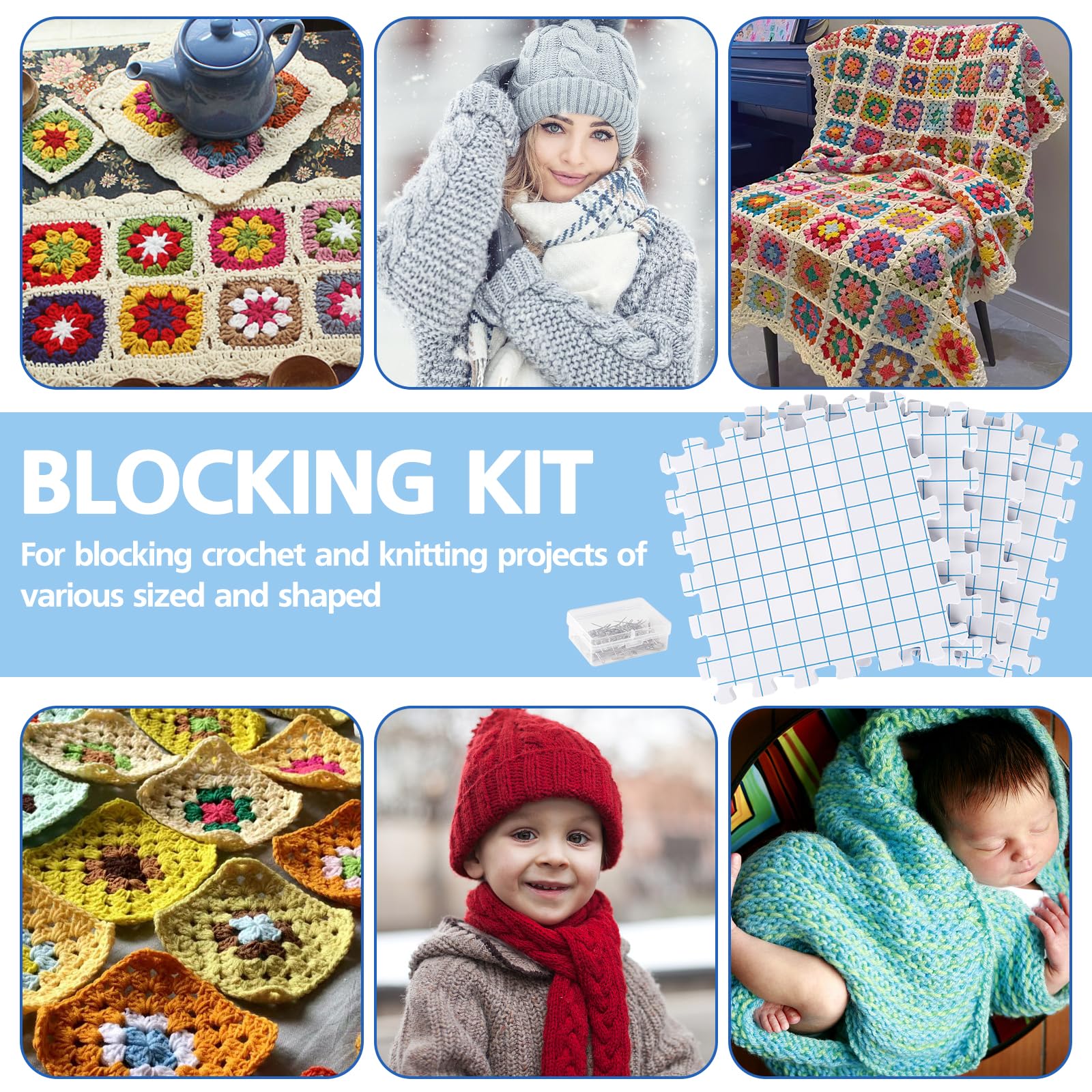 4 Pièces Blocage En Mousse Tapis De Blocage En Mousse Ultra-épais Pour Tricot Portable Avec