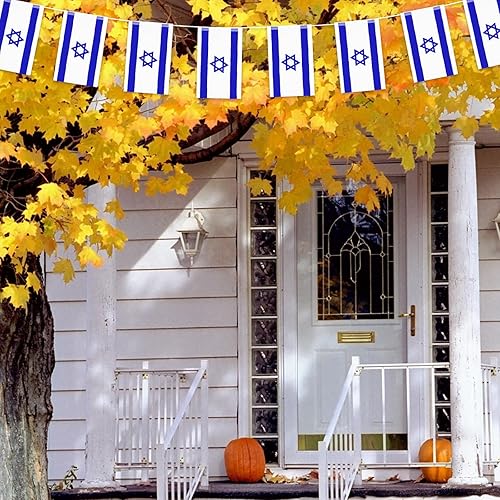 Miniatura 5 de JarThenaAMCS Banderas de Israel de 52 pies y 50 banderas de Israel, mini pancarta colgante israelí, bandera nacional, guirnalda de banderines para