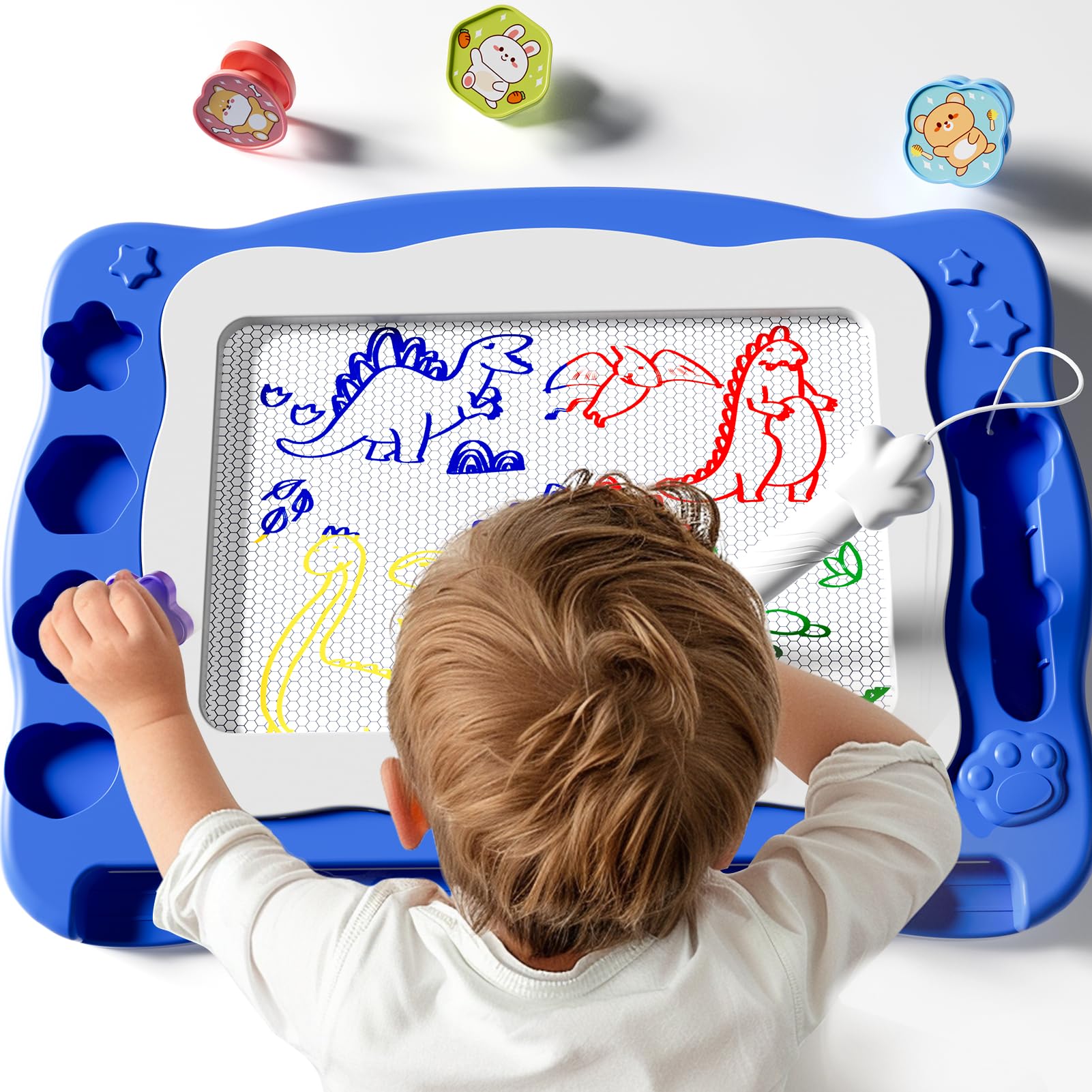 Tavolo Da Disegno Magnetico Per Bambini 2-7 Anni: Lavagna Cancellabile Con 4 Colori E Timbri Inclusi, Giocattolo Educativo Portatile Senza Sporcare - 2