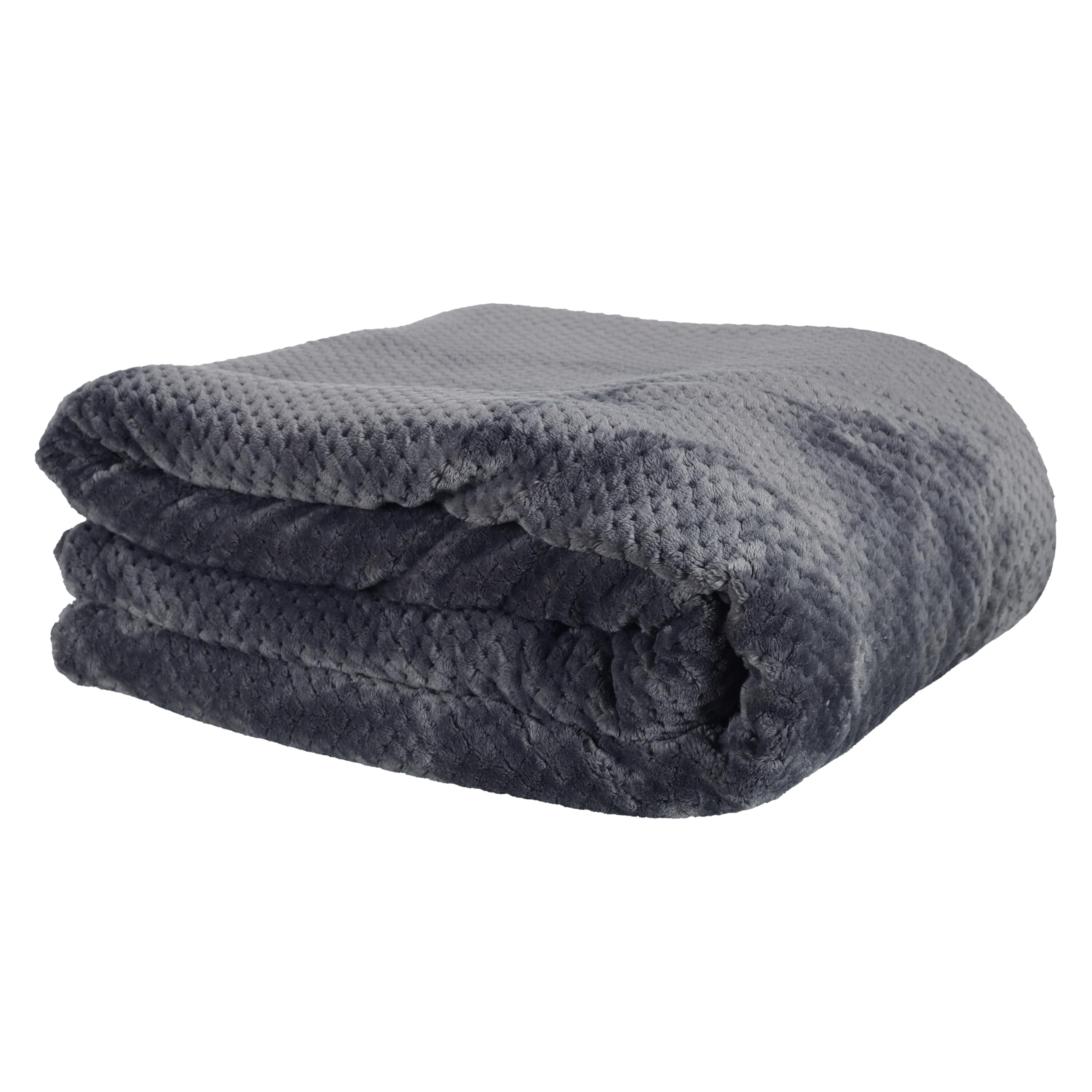 HOME DECO FACTORY Plaid Doux en Nid d'abeille 180x220 cm Décoration Gris | Polyester, plaid doux nid d'abeille, 180x220 cm, décoration intérieure, canapé ou lit, gris