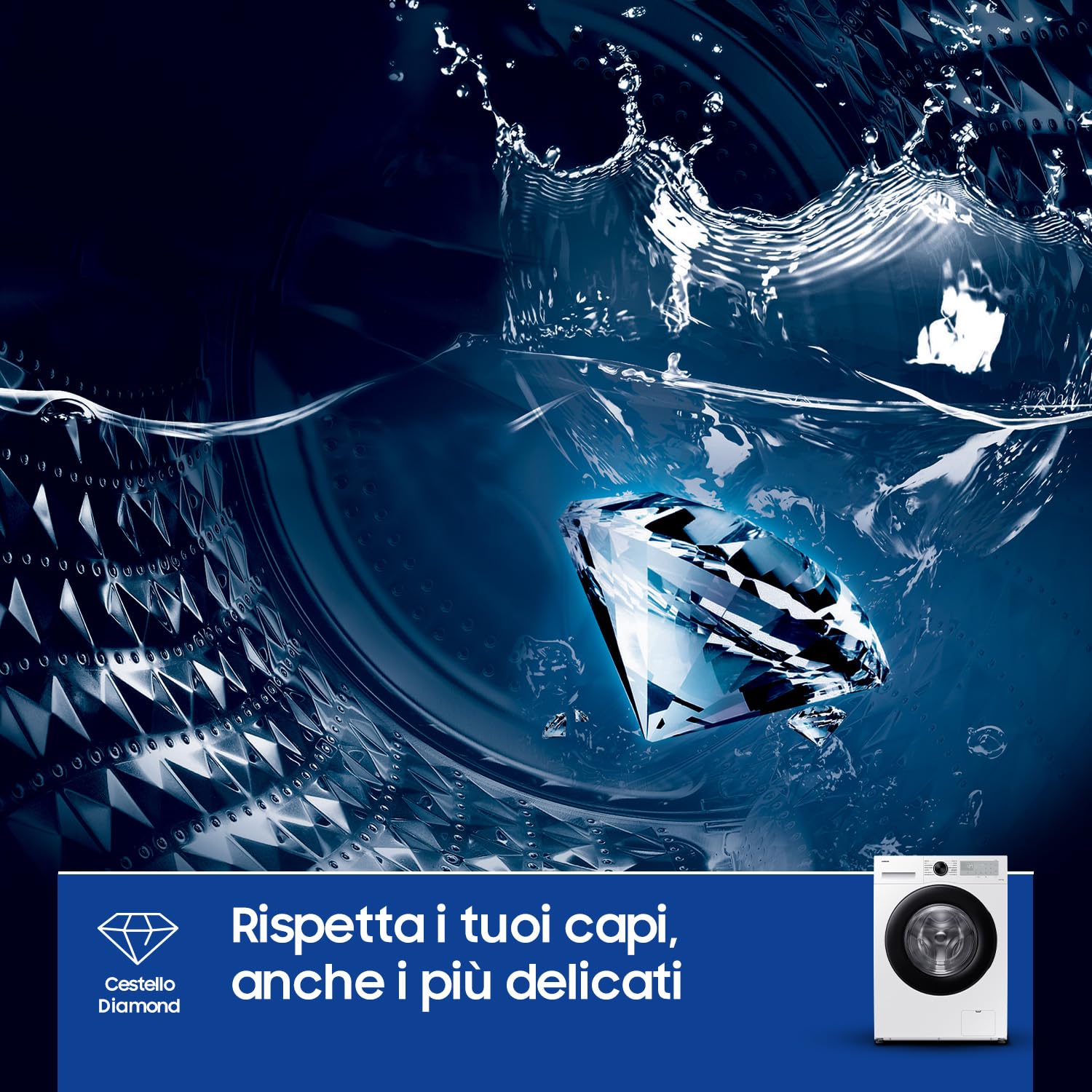 Samsung Lavatrice Crystal Clean WW80CGC04DAHET, Libera installazione, 8 Kg, 1400 RPM, Wifi, Ecobubble, Vapore Igienizzante, Carica Frontale, 60l x 85h x 60p cm