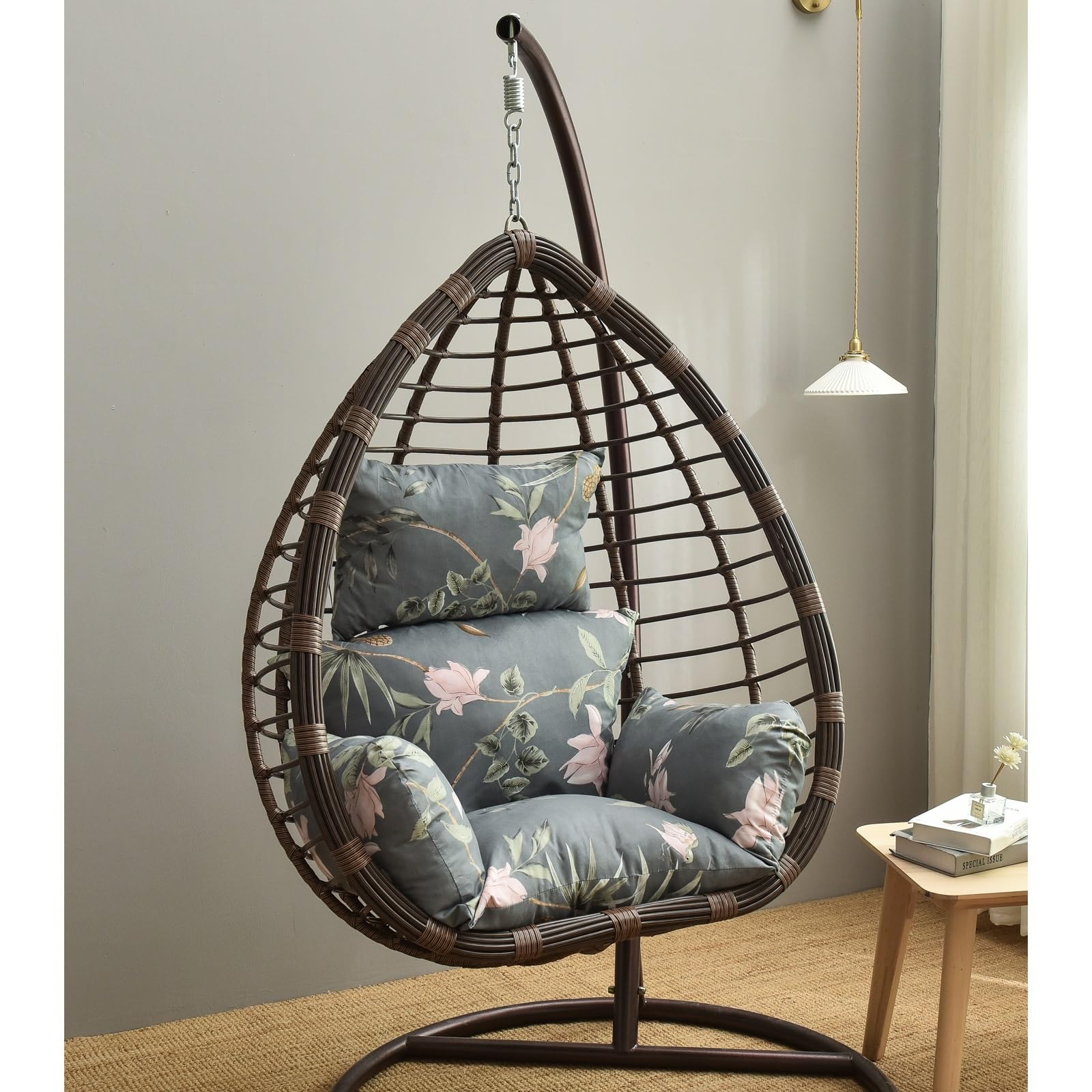 Cojín for Silla Colgante con Forma de Huevo, Grueso y Estampado, Desmontable, for Interior y Exterior.(Dark Green)