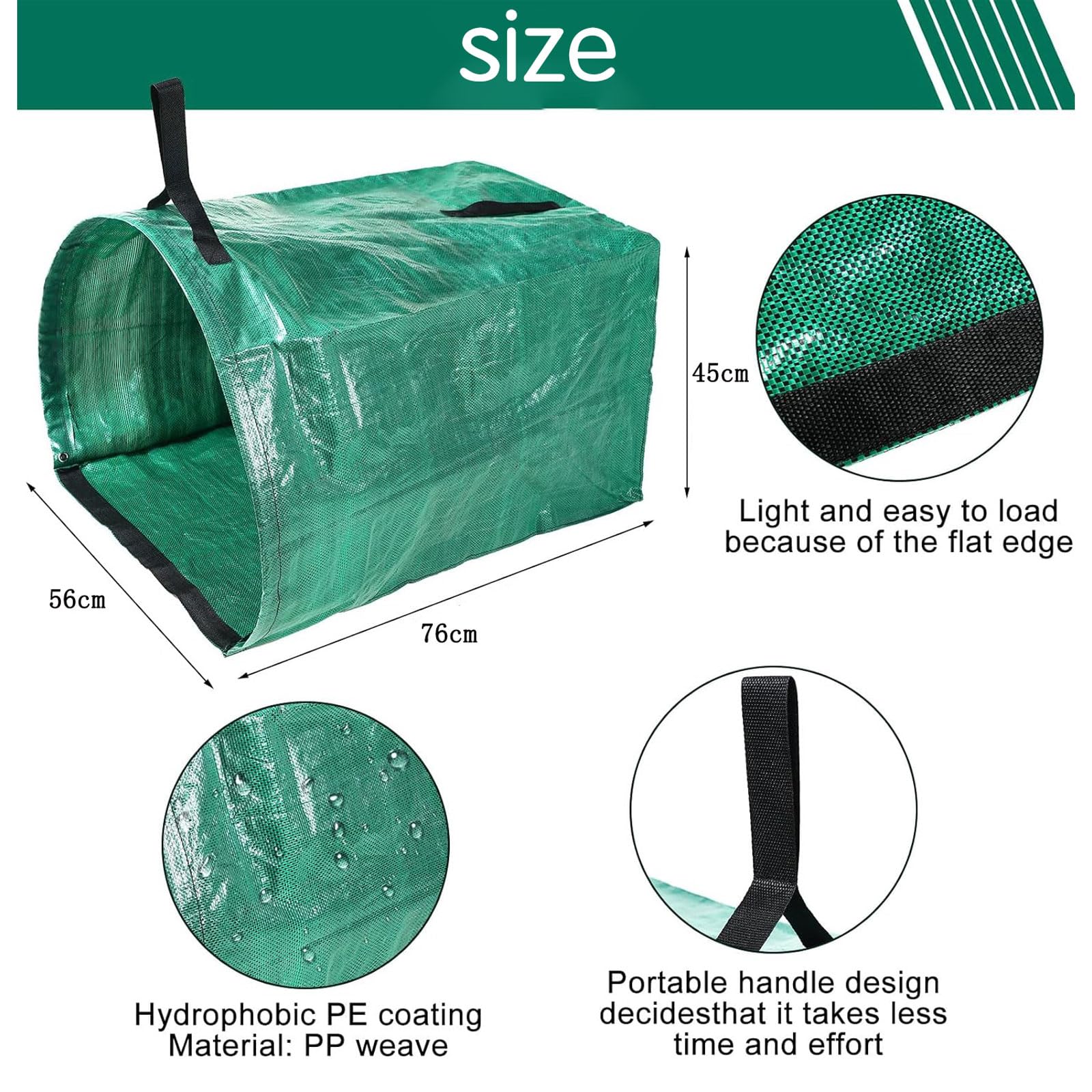 4pcs bolsas de basura de jardín ,Bolsa de recogida de hojas caídas ,53 galones,Reutilizables ,Resistente a Los Rayos UV ,resistentes al agua ,Plegables ,para Recoger Plantas,Residuos y Hojas