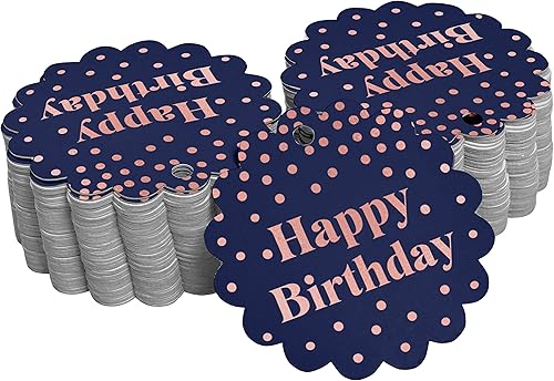 Miniatura 146 de Etiquetas colgantes para botellas de feliz cumpleaños, paquete de 100 unidades Blanco,Aqua Blue,Negro,Azul,Azul turquesa oscuro,Rosa