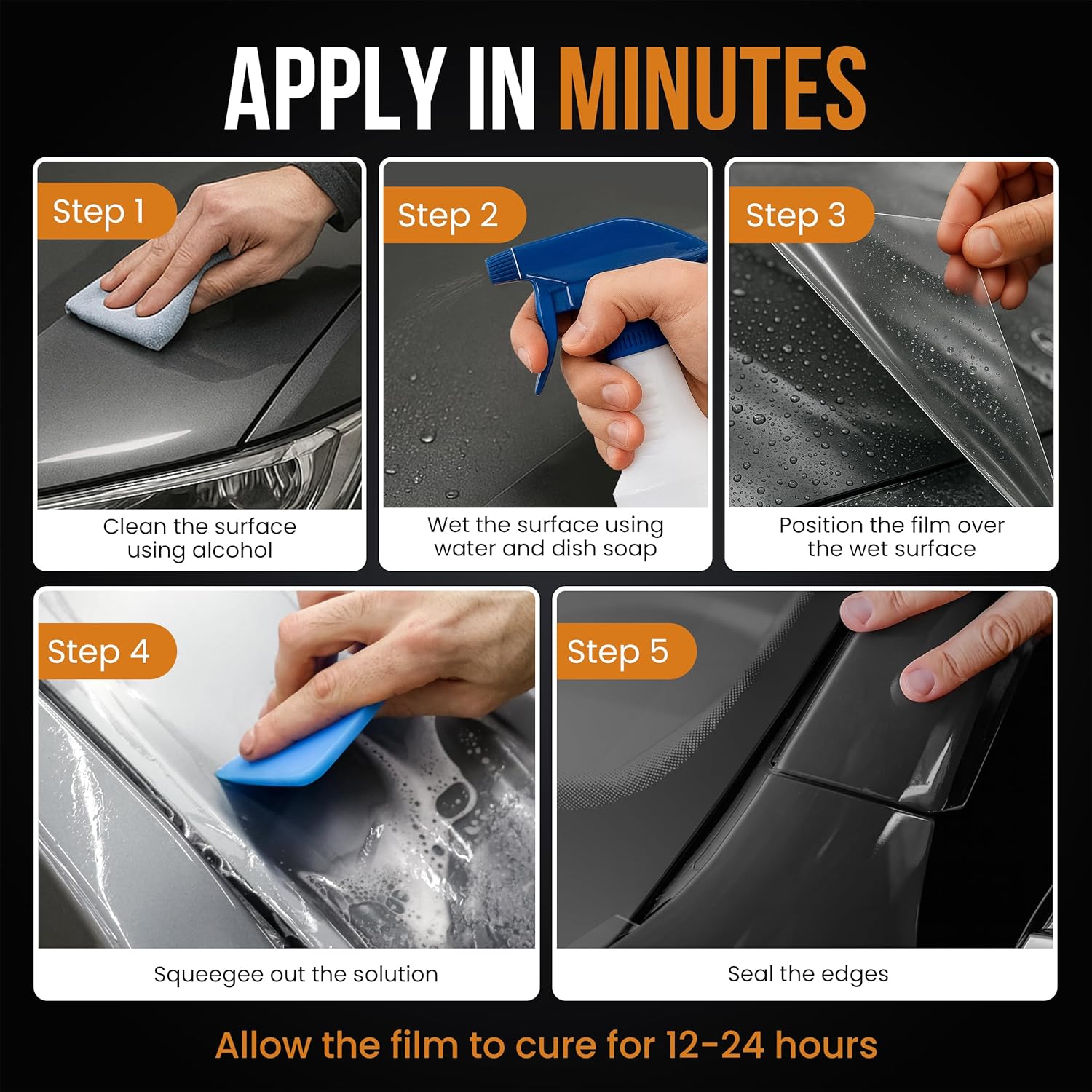 12" x 50' Clear Paint Protection Film Roll – 6.5mil TPU PPF for Car, Track Day, Road Debris, High Gloss Paint Shield Against Rubber, Dirt, and Road Debris for Track Day, Road Trips, and DIY Install