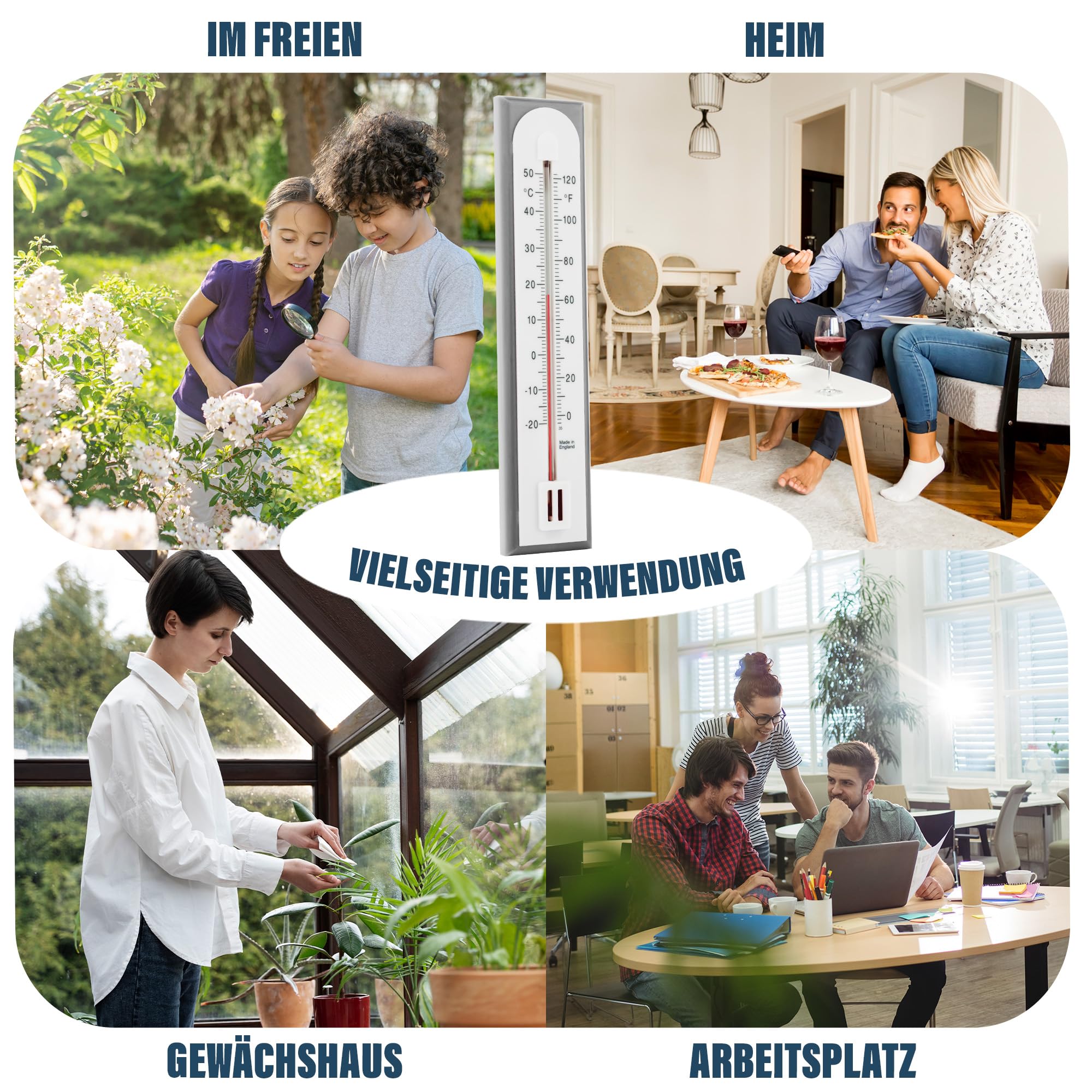 Genaues Raumthermometer Innen Analog den Einsatz als Raumtemperatur Messgerät im Heimbüro, Garten oder Gewächshaus, einfach an der Wand Zimmer Thermometer zu montieren, für drinnen und draußen