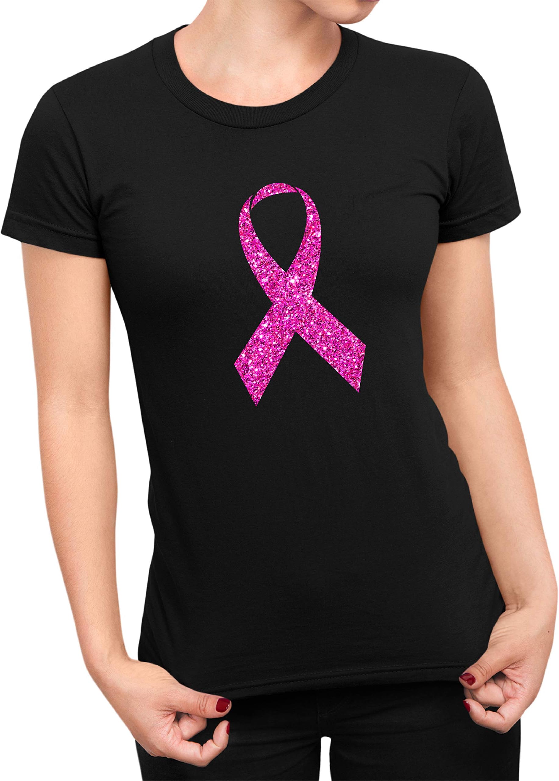 Sparkling Glitter Pink Ribbon for Breast Cancer Awareness | Support Survivor