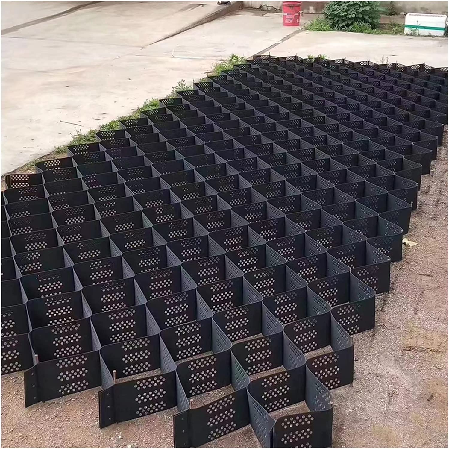 Griglia per terreno resistente, capacità di carico di 7,6 cm, sistema di stabilizzazione permeabile in profondità, per cortili, passerelle, capanni, basi per veicoli leggeri, vialetti, parcheggi, erba