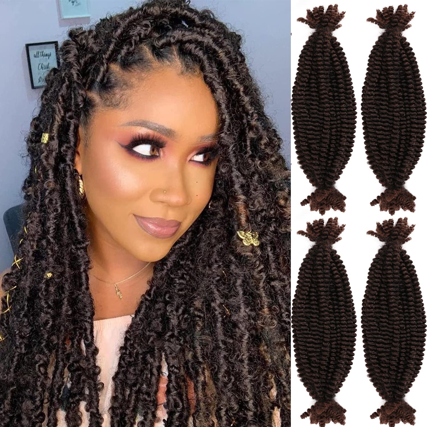 Amazon.com : Marley Twist Braiding Hair-16 Inch 4 Packs Afro Twist Crochet  Hair for Distressed Butterfly Locs Synthetic Marley Hair Twist Braids Hair  Extensions for Black Women (20 Strands/Pack,#T30) : Beauty &