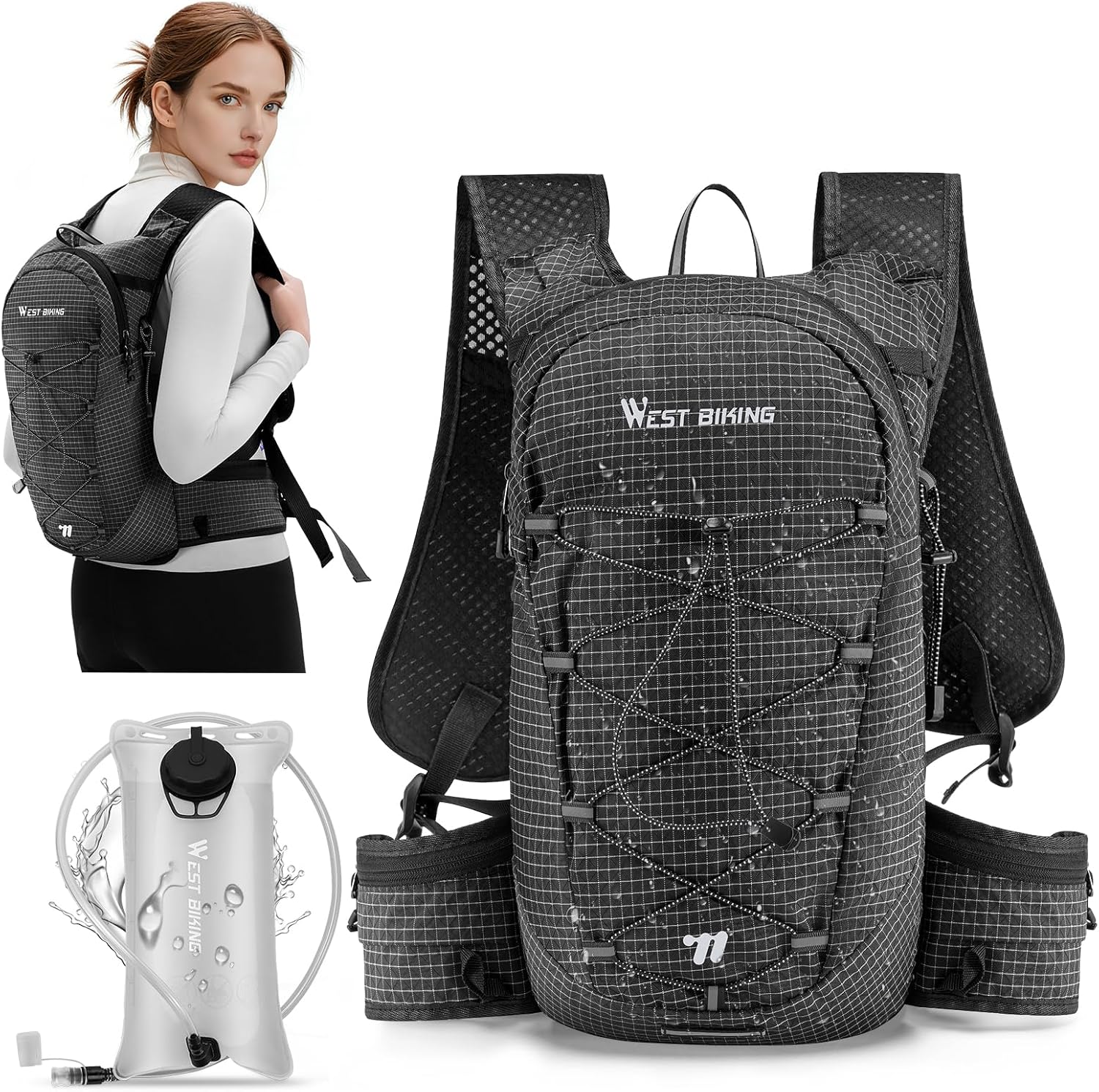 Lightweight Hydration Backpack with 2L Water Bladder Running Hydration Vest Backpack Specialized Hydration Pack for Cycling, Hiking, and Mountaineering