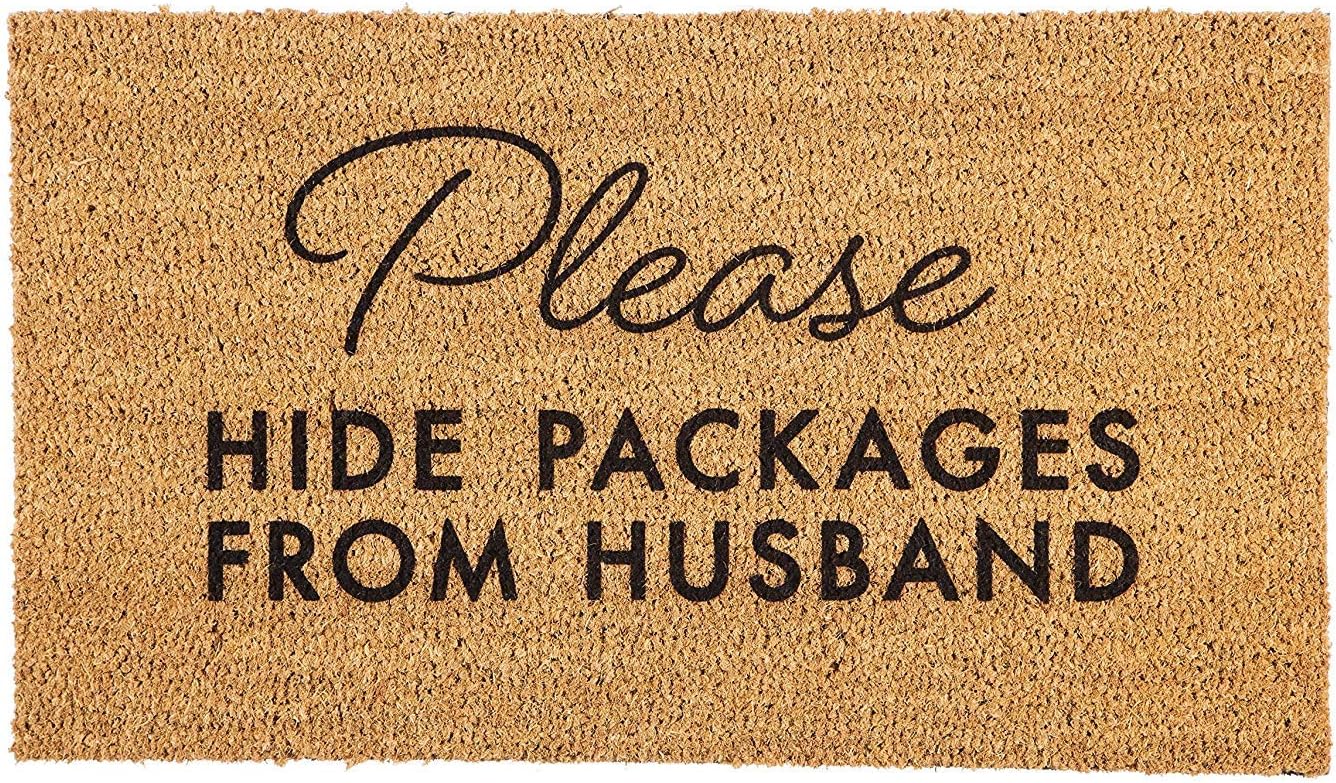 Evergreen Please Hide Packages from Husband Coir Mat