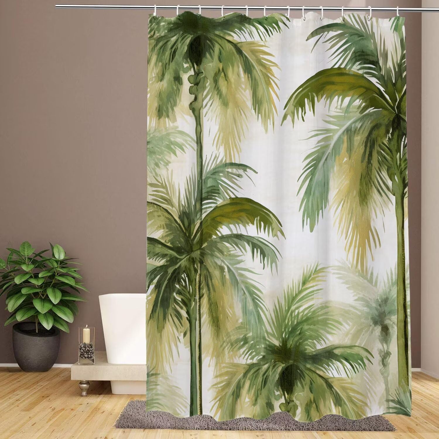 Rideau de douche en polyester de qualité hôtelière motif tropical 120x180 cm