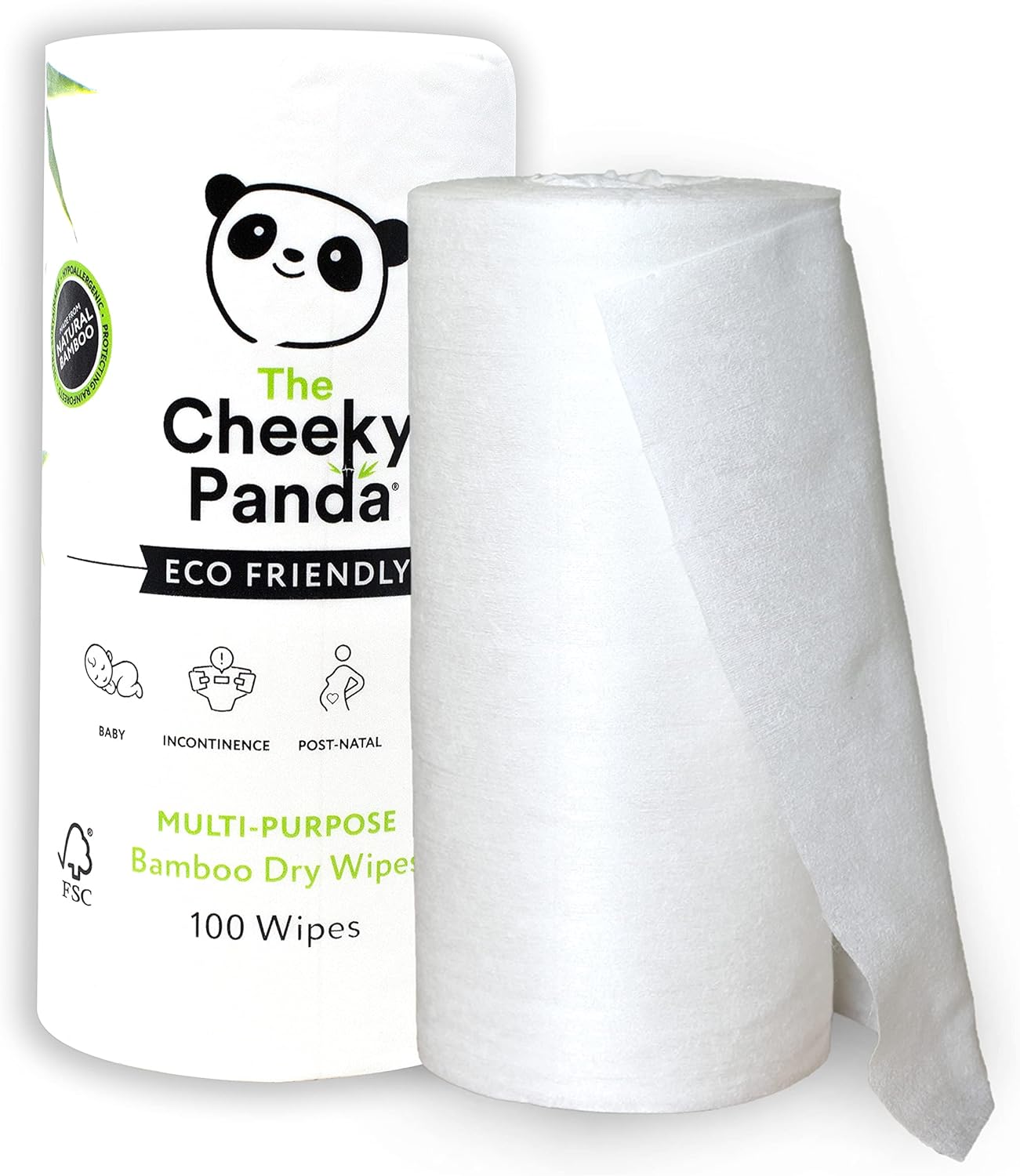 The Cheeky Panda Bamboo Dry Wipes 100 Cleaning Wipes PlasticFree
