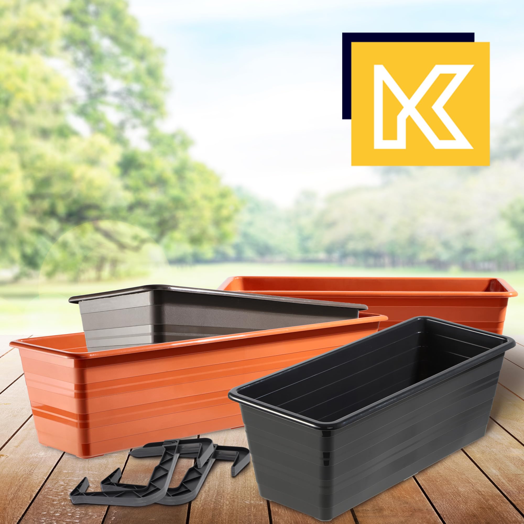 Fioriera Da Balcone Venus Con Sottovaso, 60 Cm, Resistente Alle Intemperie, Colore Marrone - 5