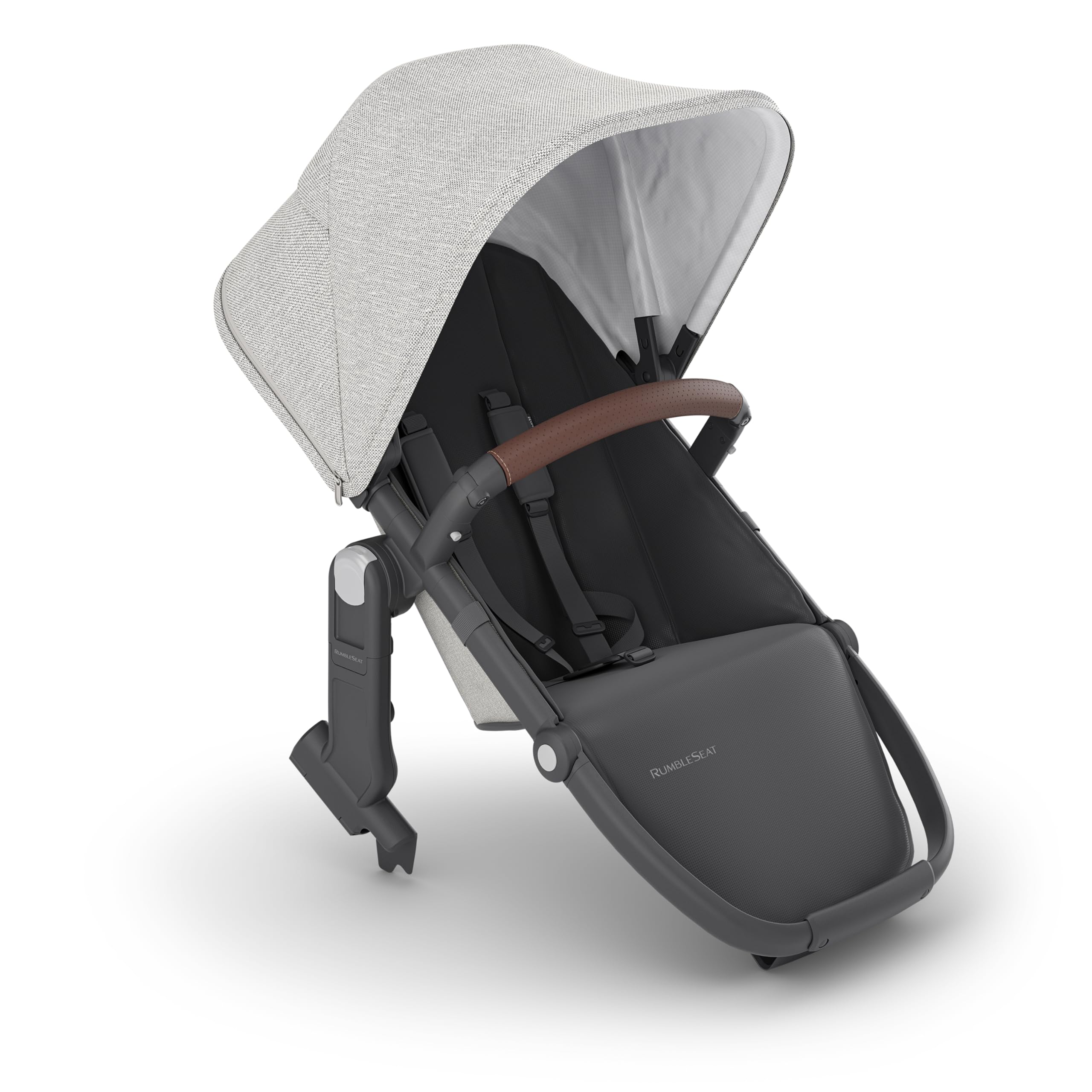 UPPAbaby RumbleSeat V2+ Second Lower Seat/Compatible with Vista V2 and Vista V3 / Adapters, Bumper Bar, Bug Shield Included/Anthony (White+Grey Chenille/Carbon Frame/Chestnut Leather)