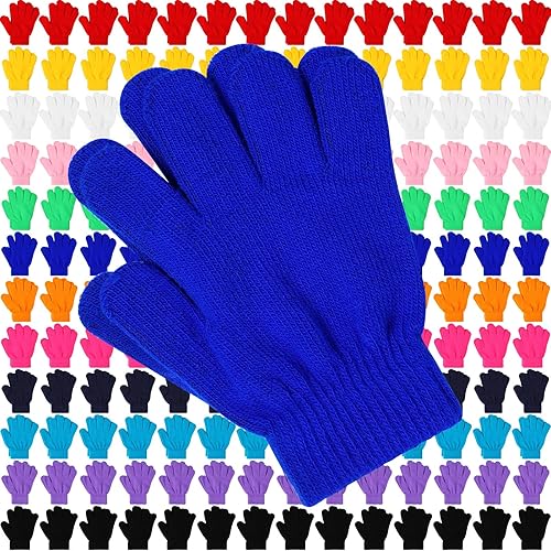 Handepo Guantes para niños a granel de invierno de punto colorido elástico dedo completo guantes cálidos para personas sin hogar regalos de fiesta