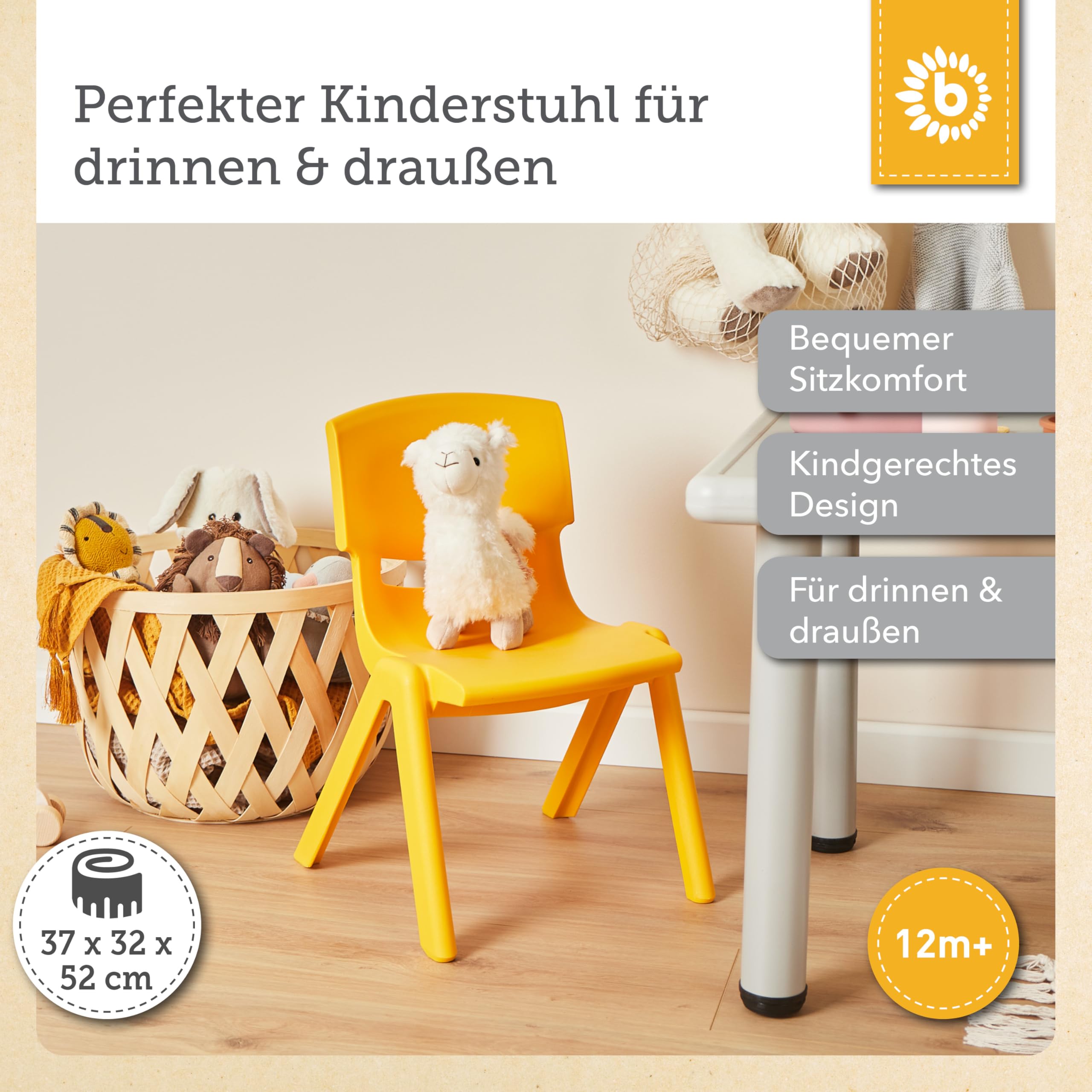 Bieco Kinderstuhl ab 1 Jahr bis 80 kg belastbar stapelbar | drinnen draußen gartenstuhl Kinder Stuhl kinderzimmer klappstuhl ab 3 Jahre ab 2 Jahre Stuhl Kinder hocker Plastik kindersessel Kleinkind