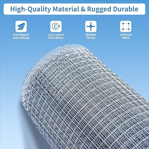 Miniatura 3 de Rollo de malla soldada galvanizada de 48 pulgadas x 100 pies y 12 pulgadas para jaula de conejo de jardín, color plateado