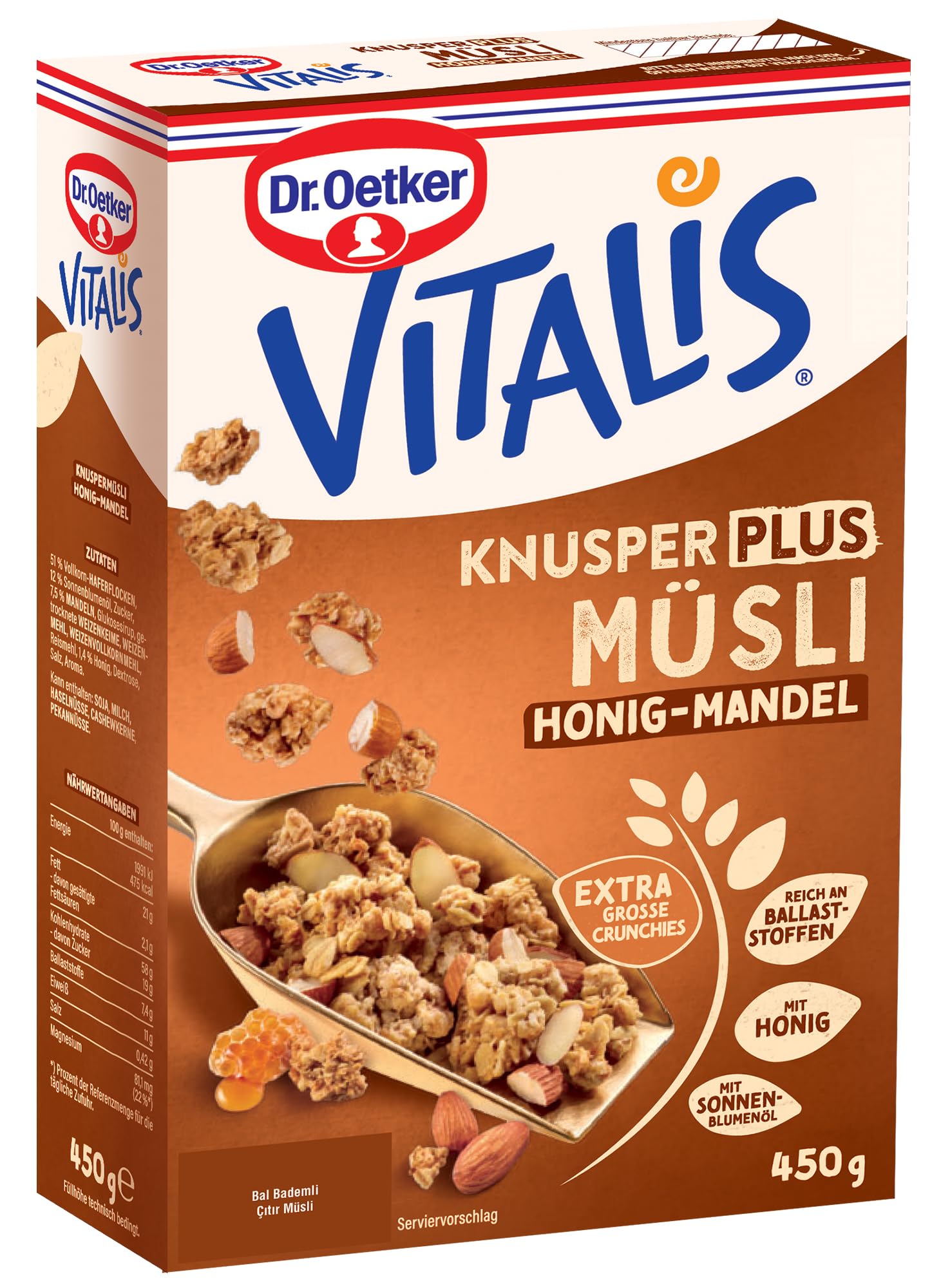 Dr. Oetker Vitalis Bal Bademli Çıtır Müsli 450 Gr
